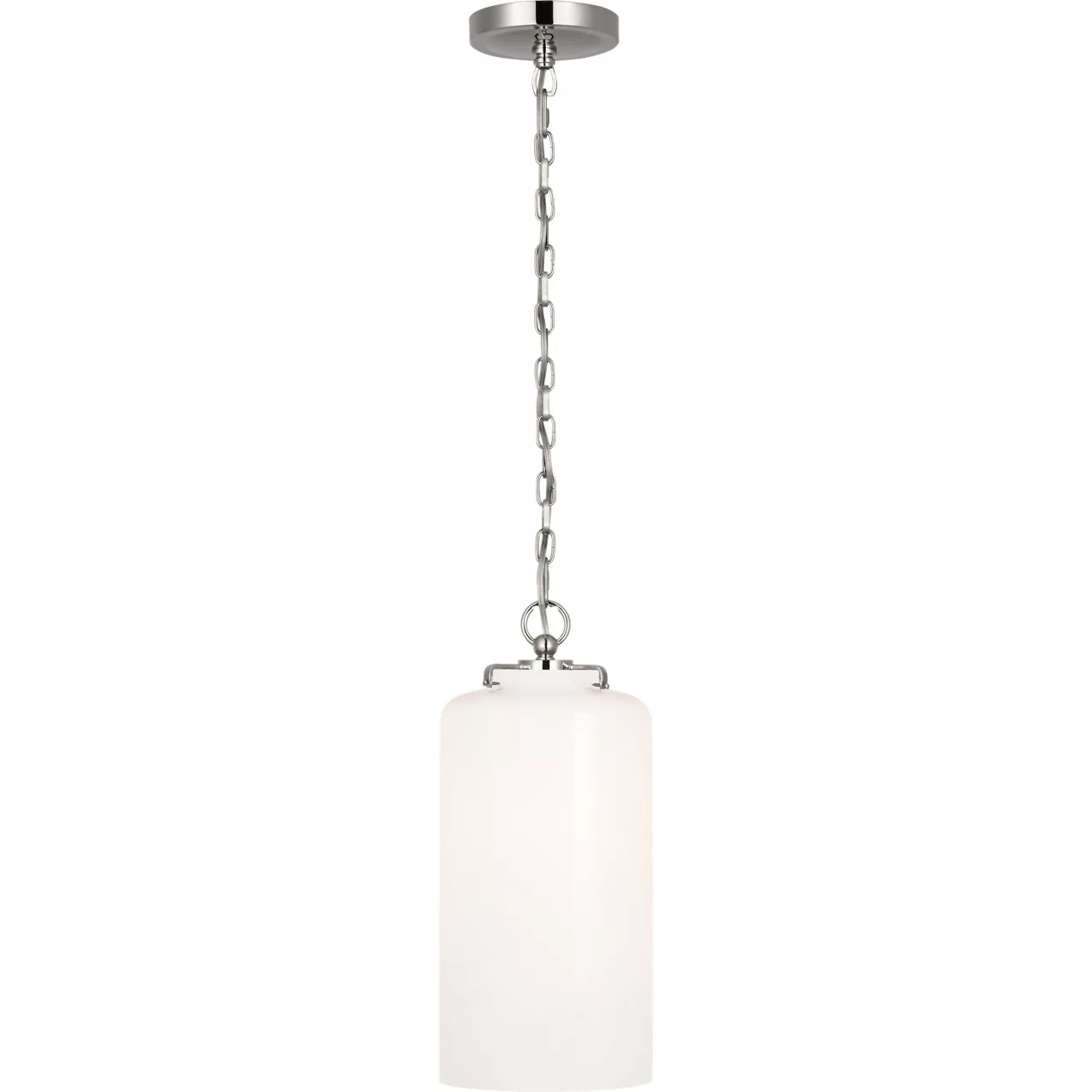 Thomas O'Brien Katie3 1 Light 7 inch Polished Nickel Cylinder Pendant Ceiling Light in White Glass