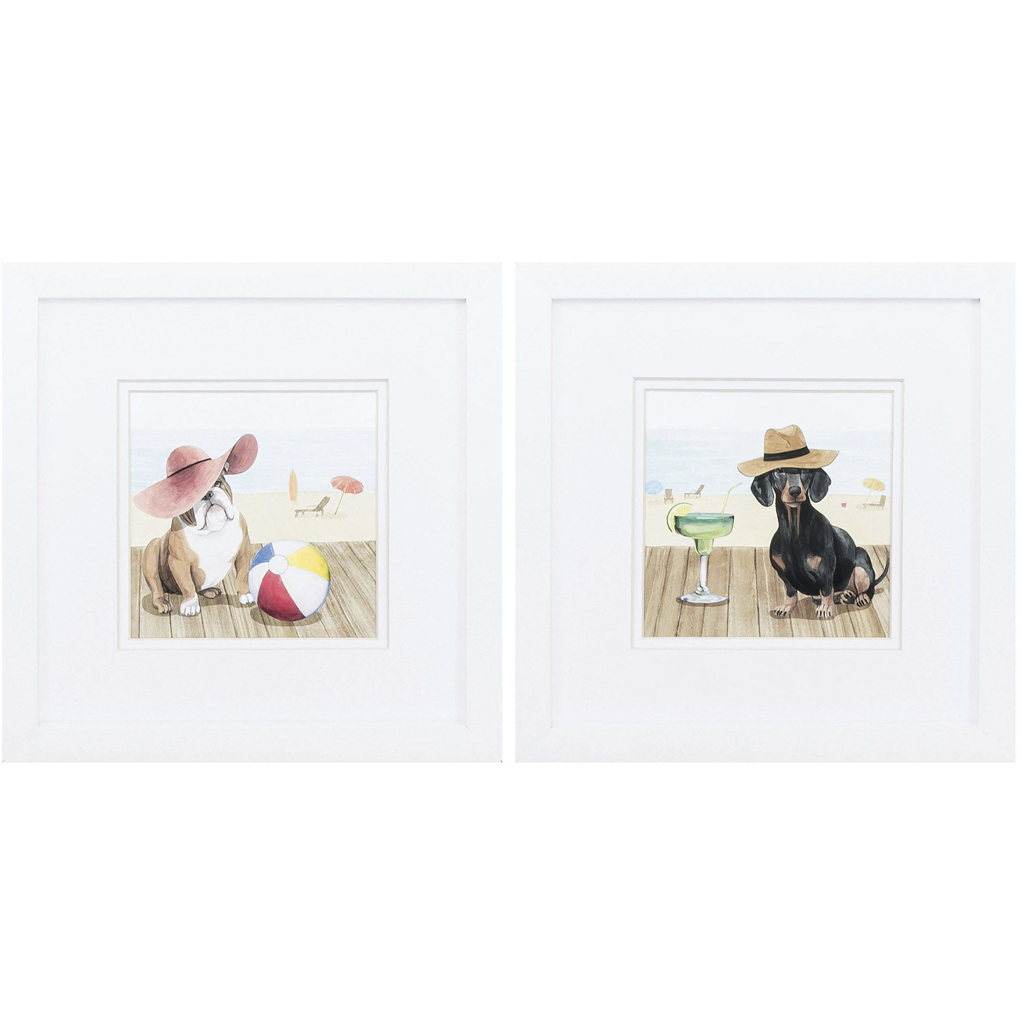 Lets Go Boardwalk Blue and Brown Framed Art, Propac