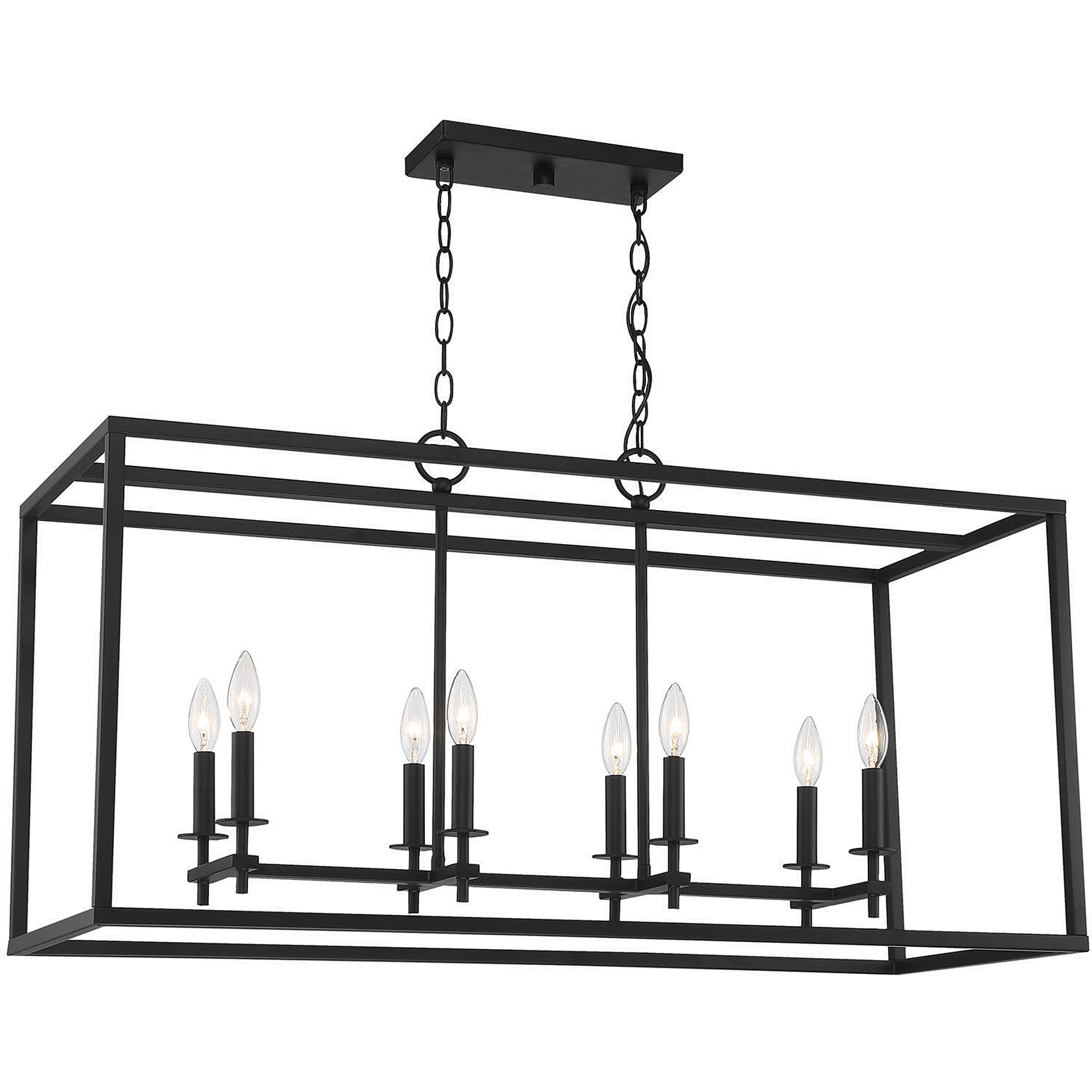Traditional 8 Light 15.58 inch Matte Black Outdoor Linear Chandelier