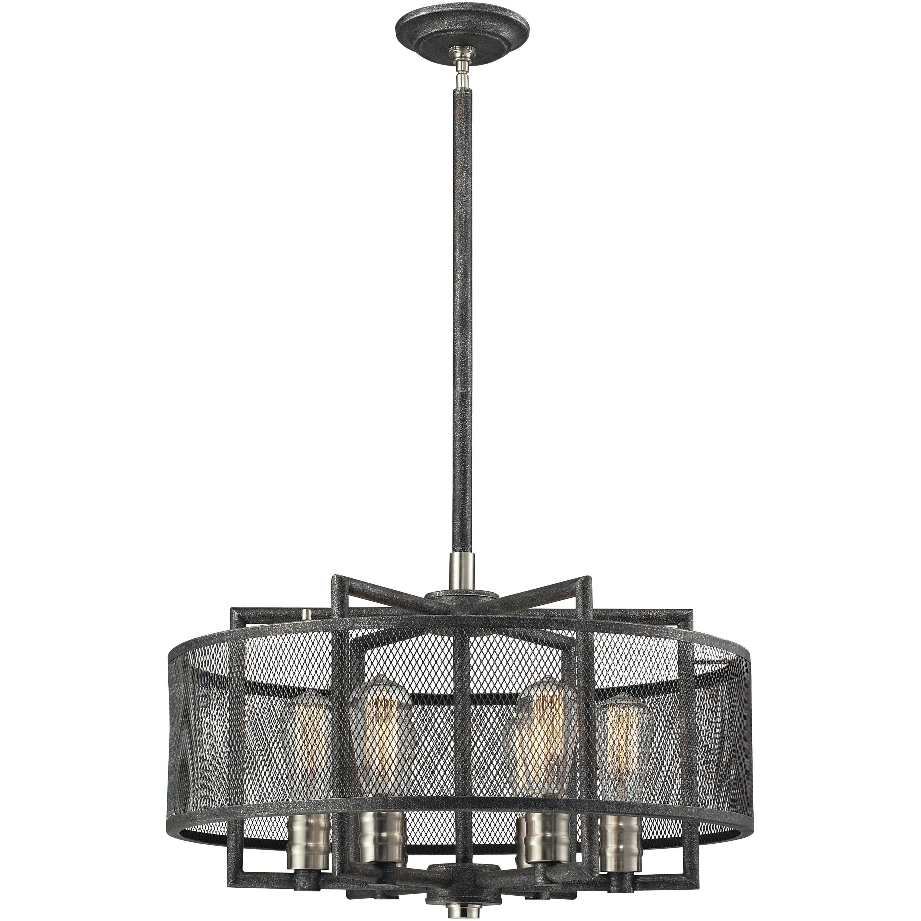 Slatington 6 Light 22 inch Dark Graphite with Brushed Nickel Chandelier Ceiling Light