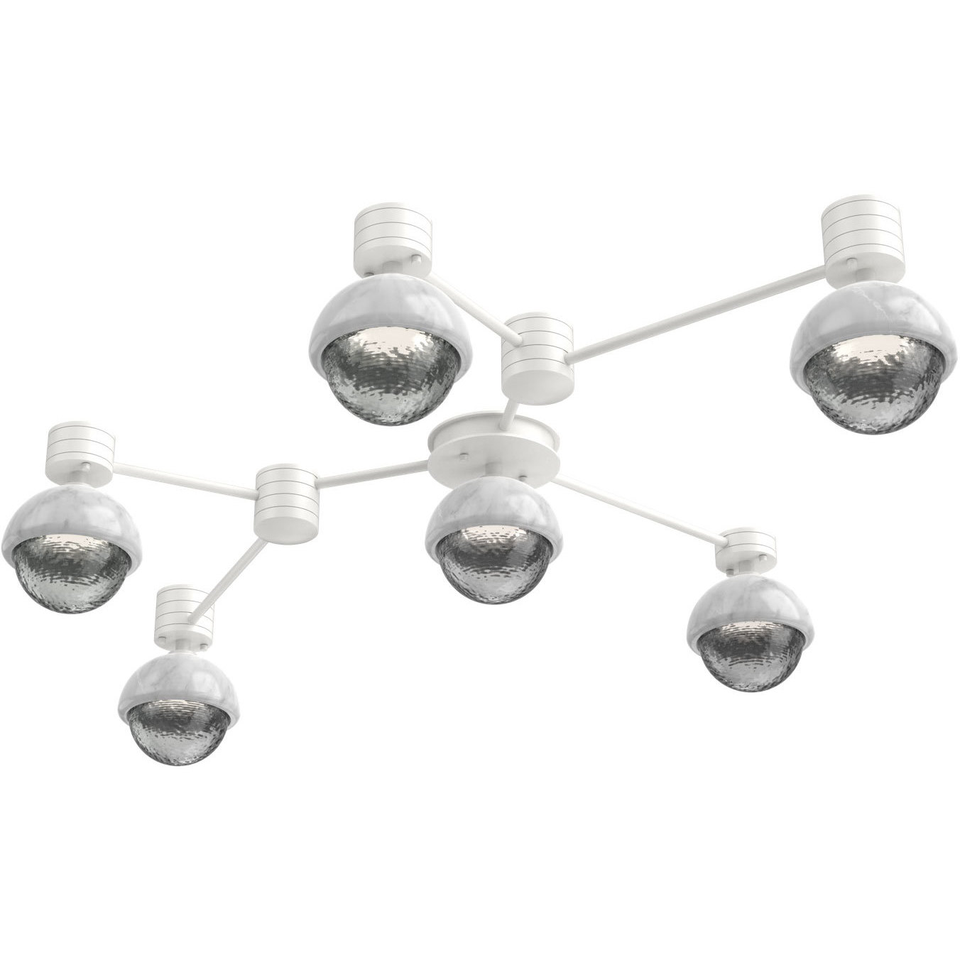 Cabochon Sconce & Flush Mount Wall Light in 3000K LED, Smoke, Salt White with White Marble, Hub & Spoke