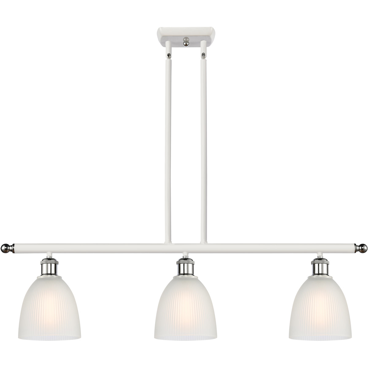 Ballston Castile 3 Light 36 inch White and Polished Chrome Island Light Ceiling Light in White Glass, Ballston