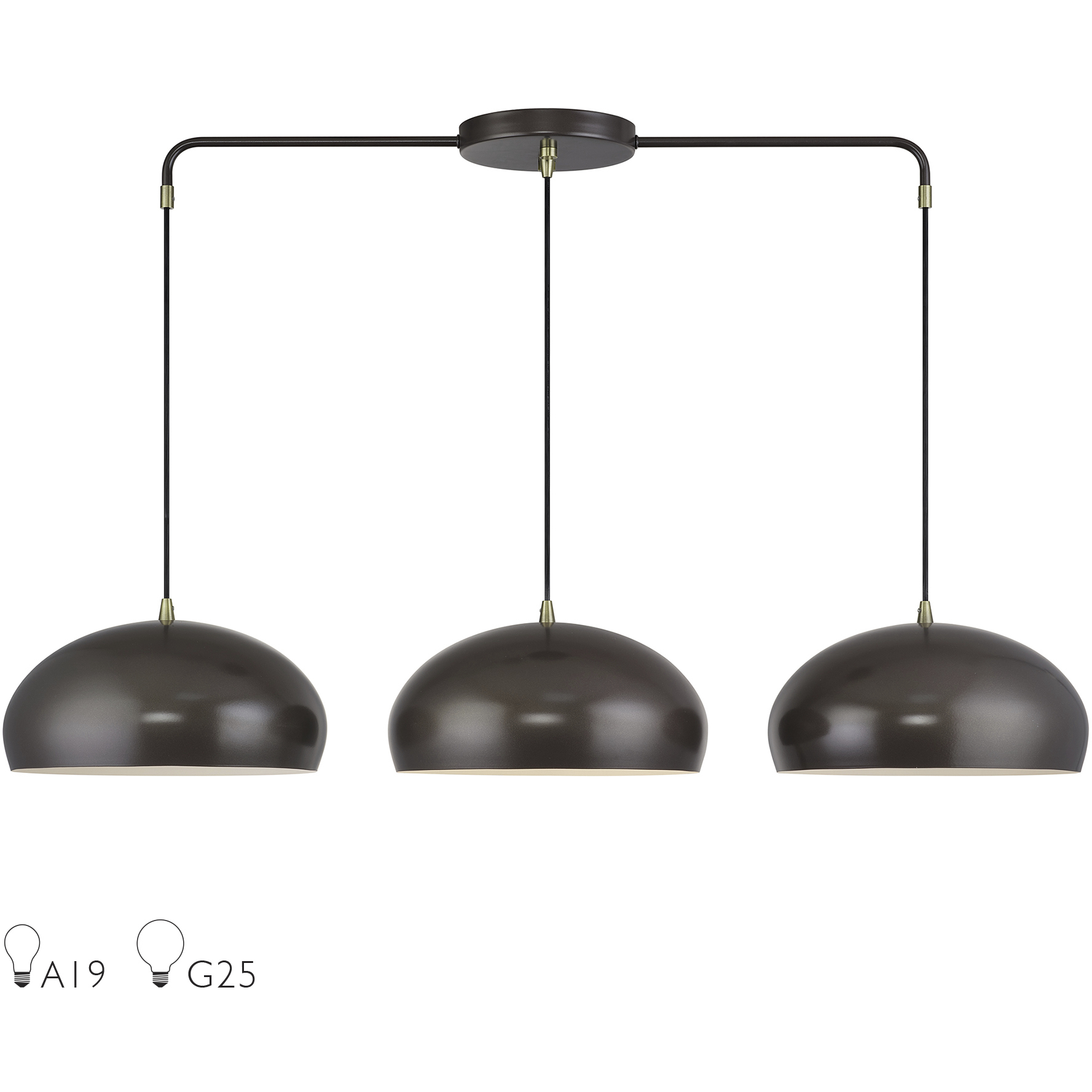 Domma 3 Light 48 inch English Bronze with Antique Brass Accents Linear Chandelier Ceiling Light, Extra Large