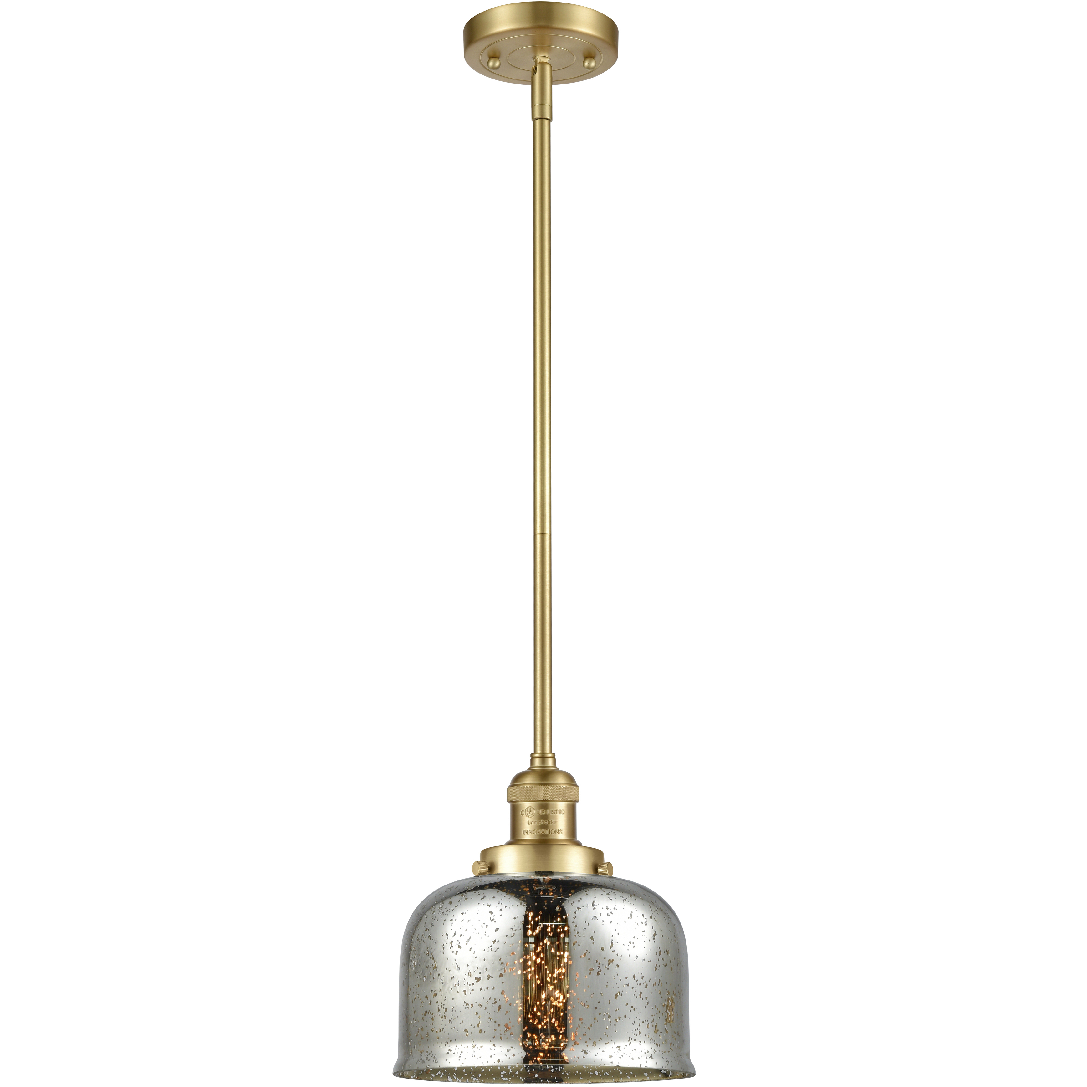 Franklin Restoration Bell 1 Light 8 inch Satin Gold Mini Pendant Ceiling Light in Incandescent, Silver Plated Mercury, Franklin Restoration