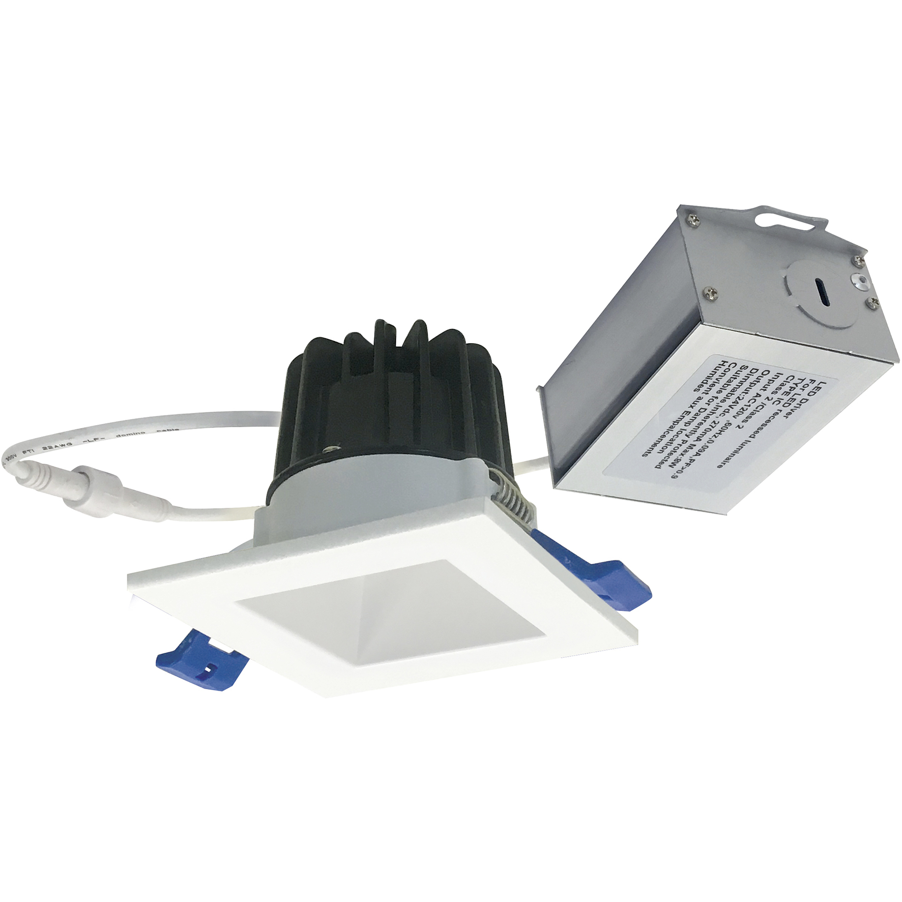 M2 Matte Powder White Mini Recessed Downlight in 3000K, Square Reflector