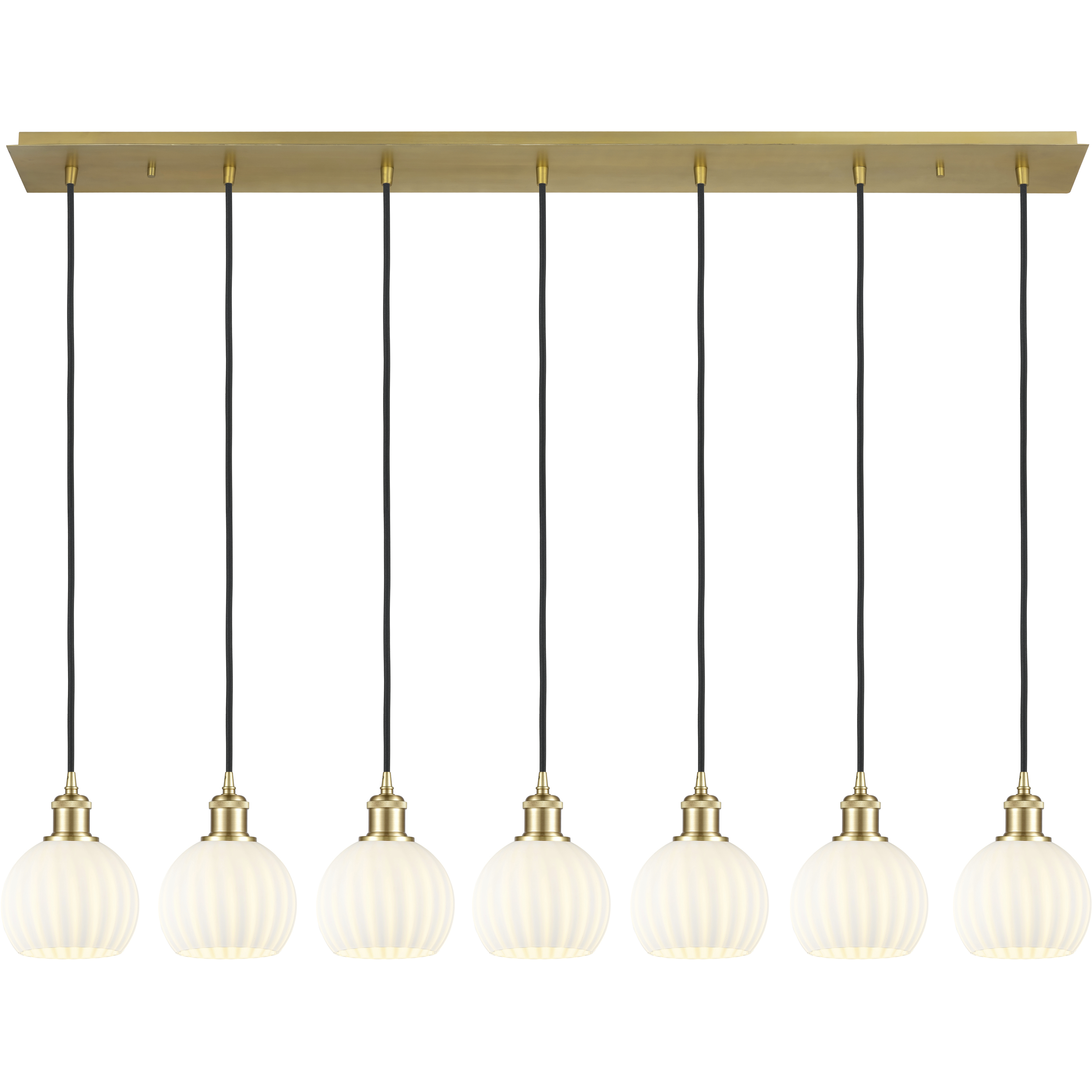 Ballston White Venetian 7 Light 49.5 inch Satin Gold Linear Pendant Ceiling Light
