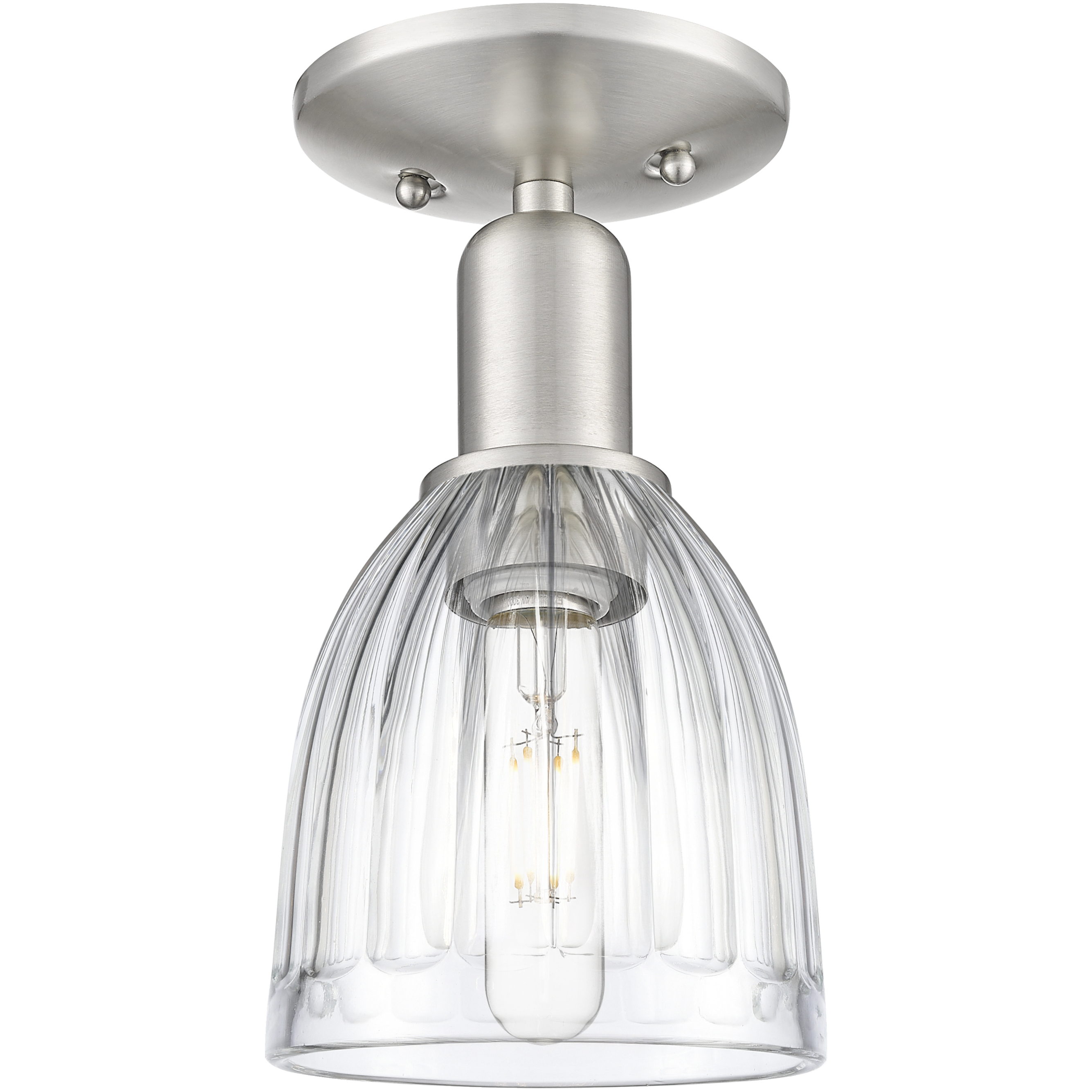 Arcadia Brookfield 1 Light 5.75 inch Brushed Satin Nickel Semi-Flush Mount Ceiling Light in Clear