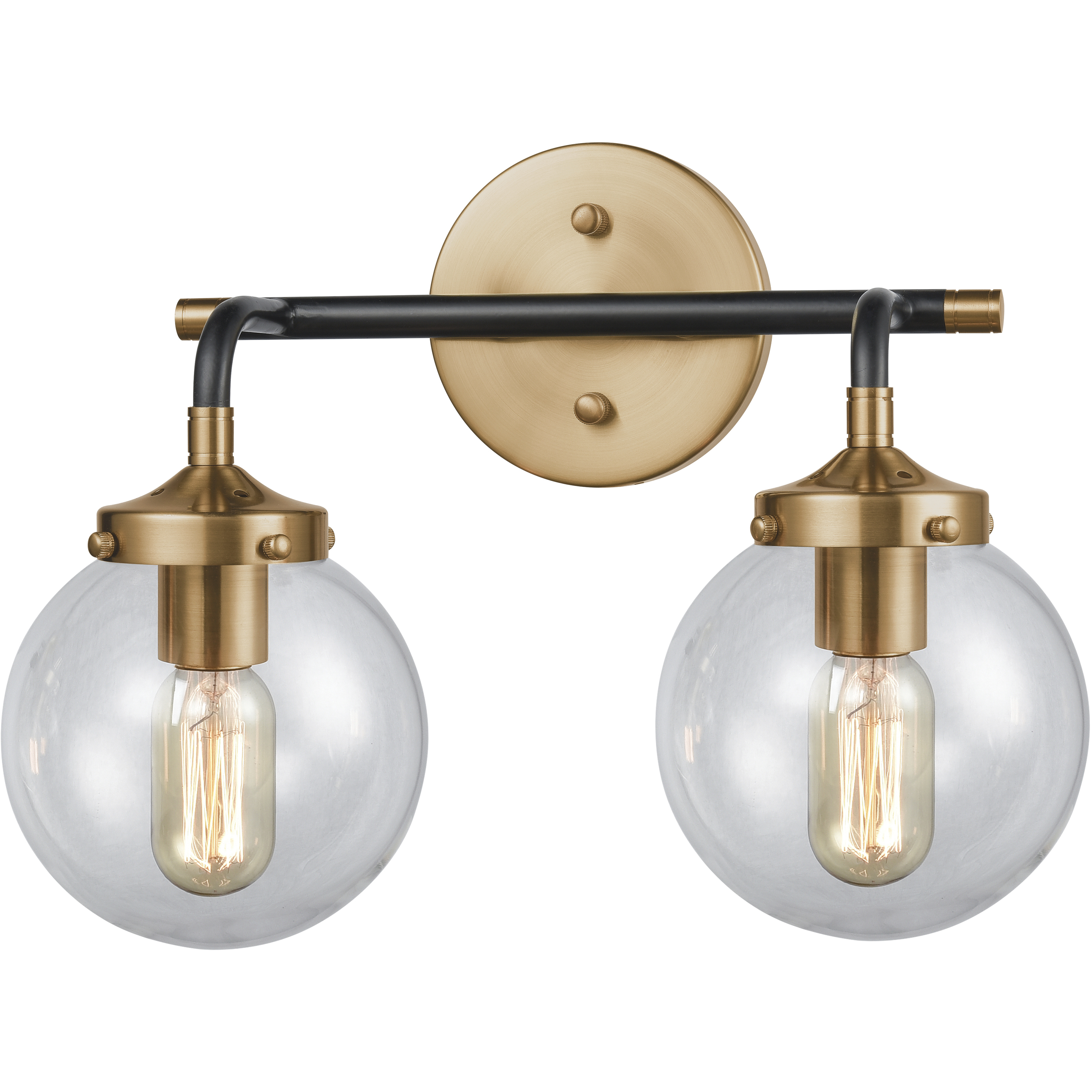 Boudreaux 2 Light 15 inch Antique Gold with Matte Black and Clear