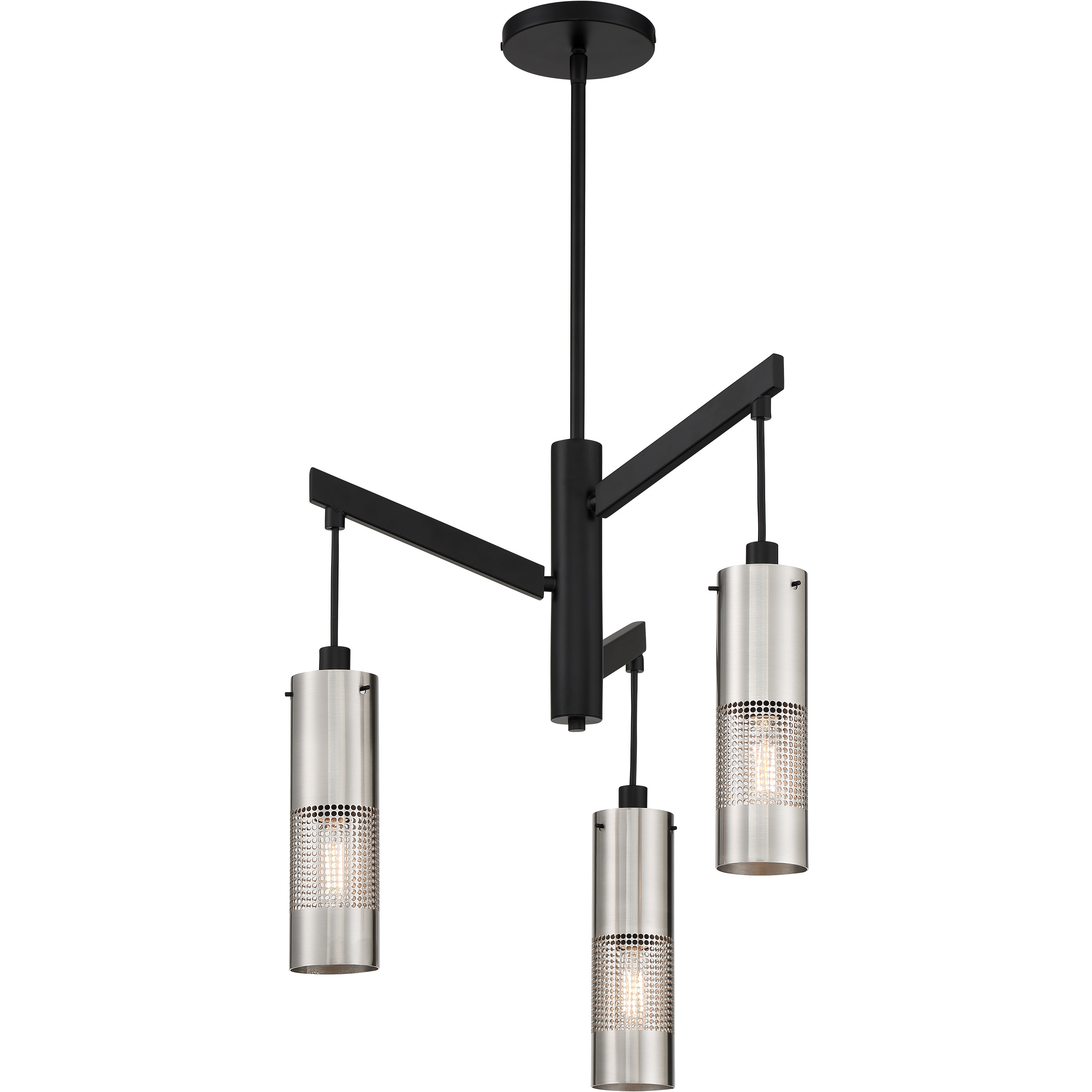 Grid 3 3 Light 19 inch Coal With Brushed Nickel Chandelier Ceiling Light