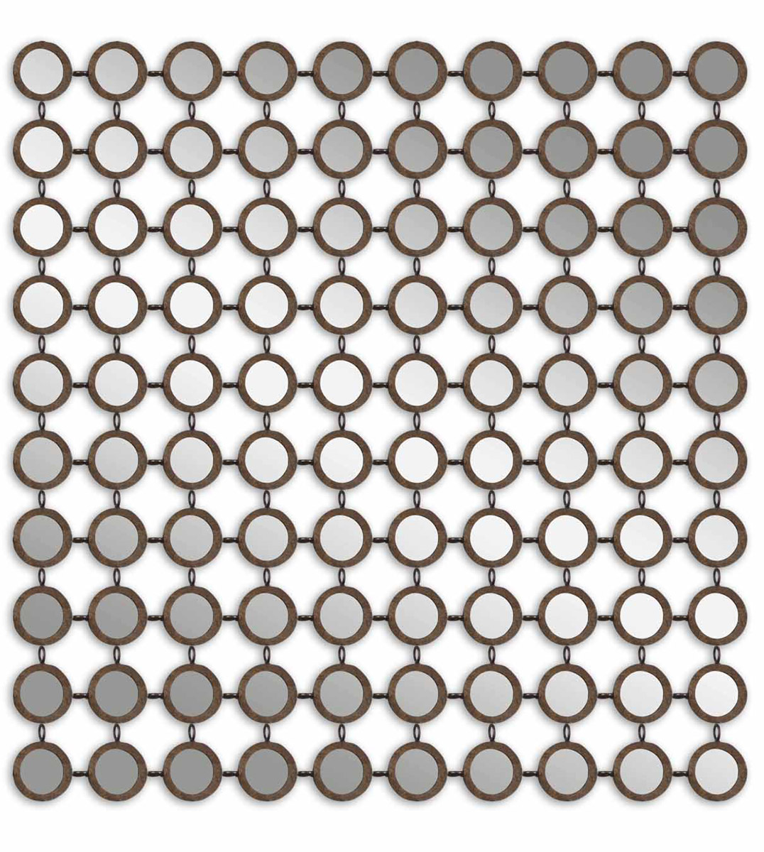 Dinuba 40 X 40 inch Lightly Antiqued Silver Champagne Leaf Wall Mirror