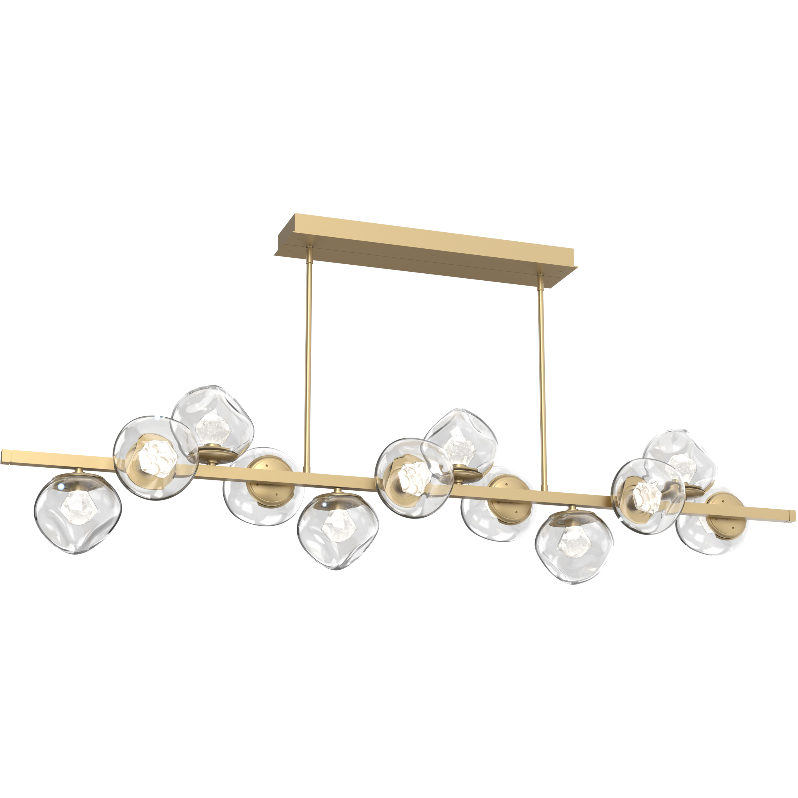 Luna LED 72 inch Gilded Brass Chandelier Ceiling Light in 2700K LED, Zircon Inner - Clear Outer, Twisted Branch