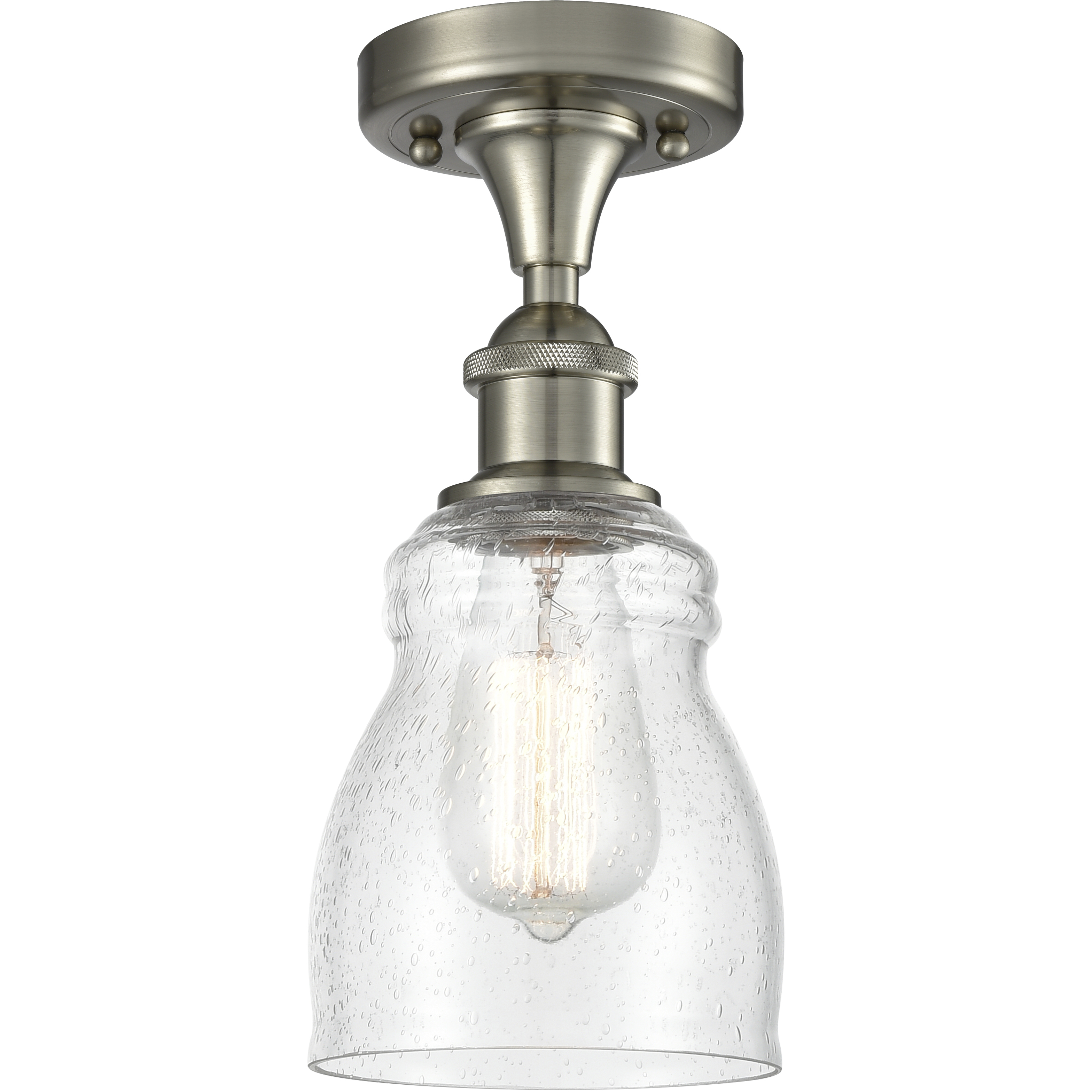 Edison Ellery 1 Light 4.75 inch Brushed Satin Nickel Semi-Flush Mount Ceiling Light in Seedy Glass