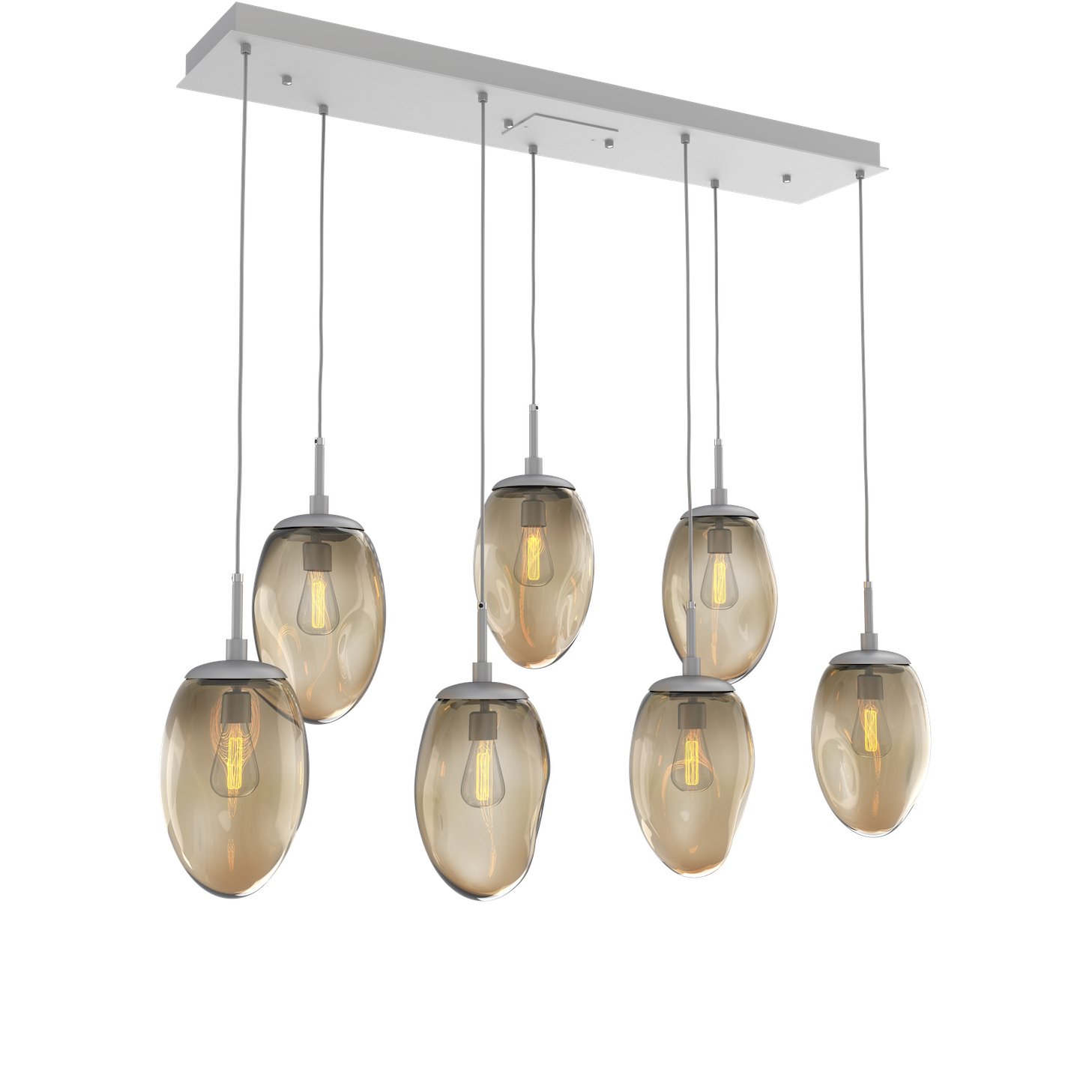 Meteo Incandescent 7 Light Classic Silver Linear Pendant Ceiling Light in Bronze, Multi-Pendant