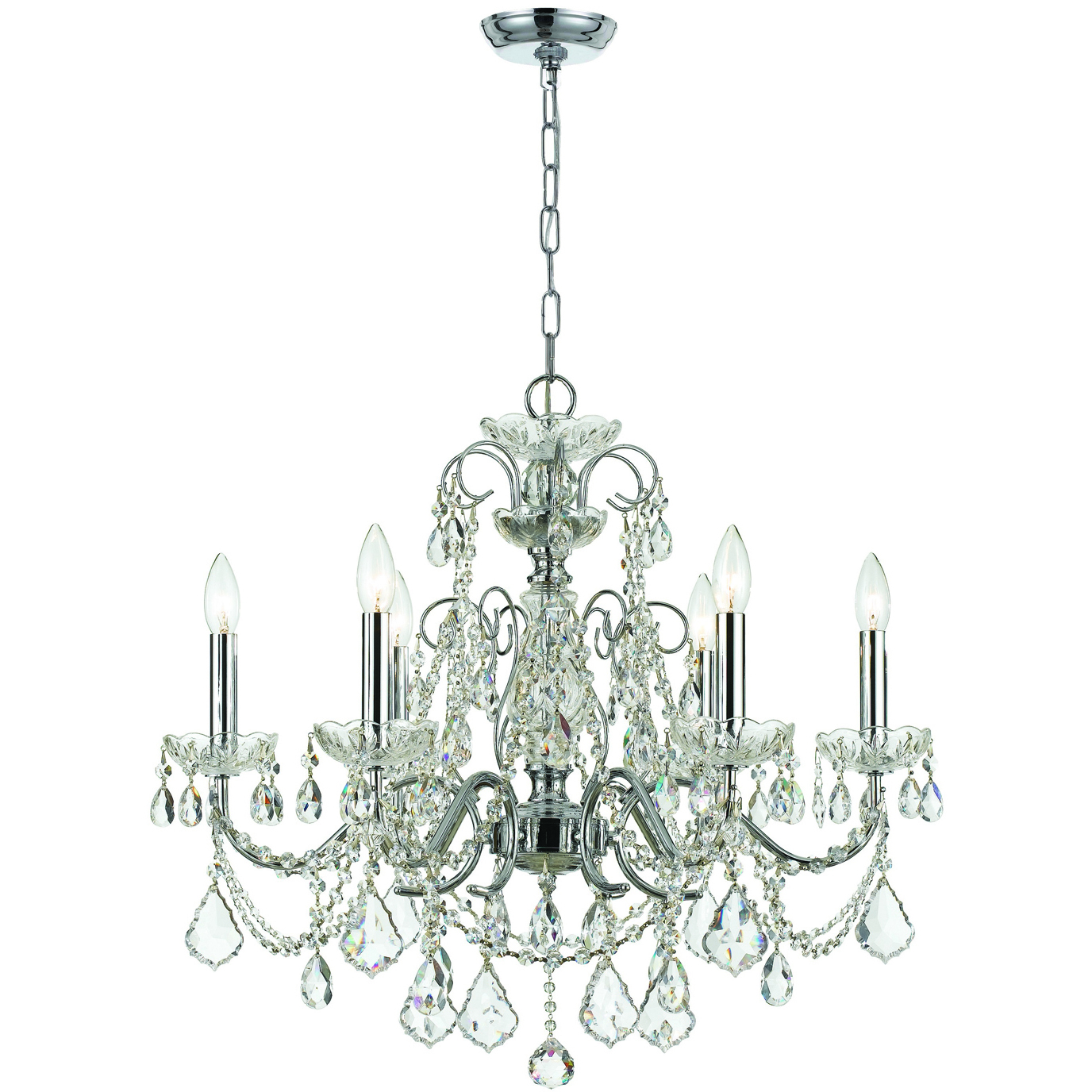 Imperial 6 Light 26 inch Polished Chrome Chandelier Ceiling Light in Clear Hand Cut