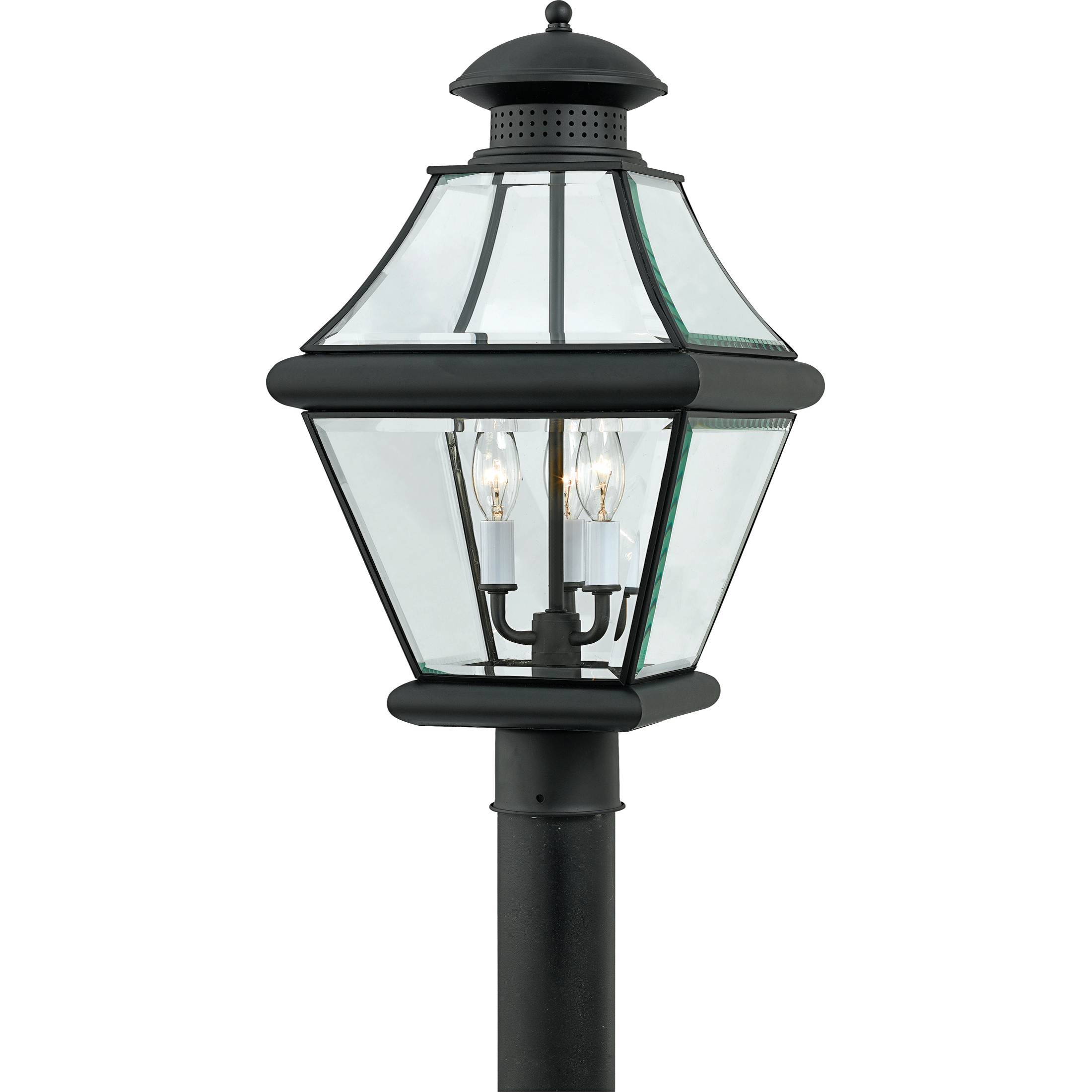 Quoizel Lighting Rutledge 3 Light Outdoor Post Lantern in Mystic Black RJ9011K