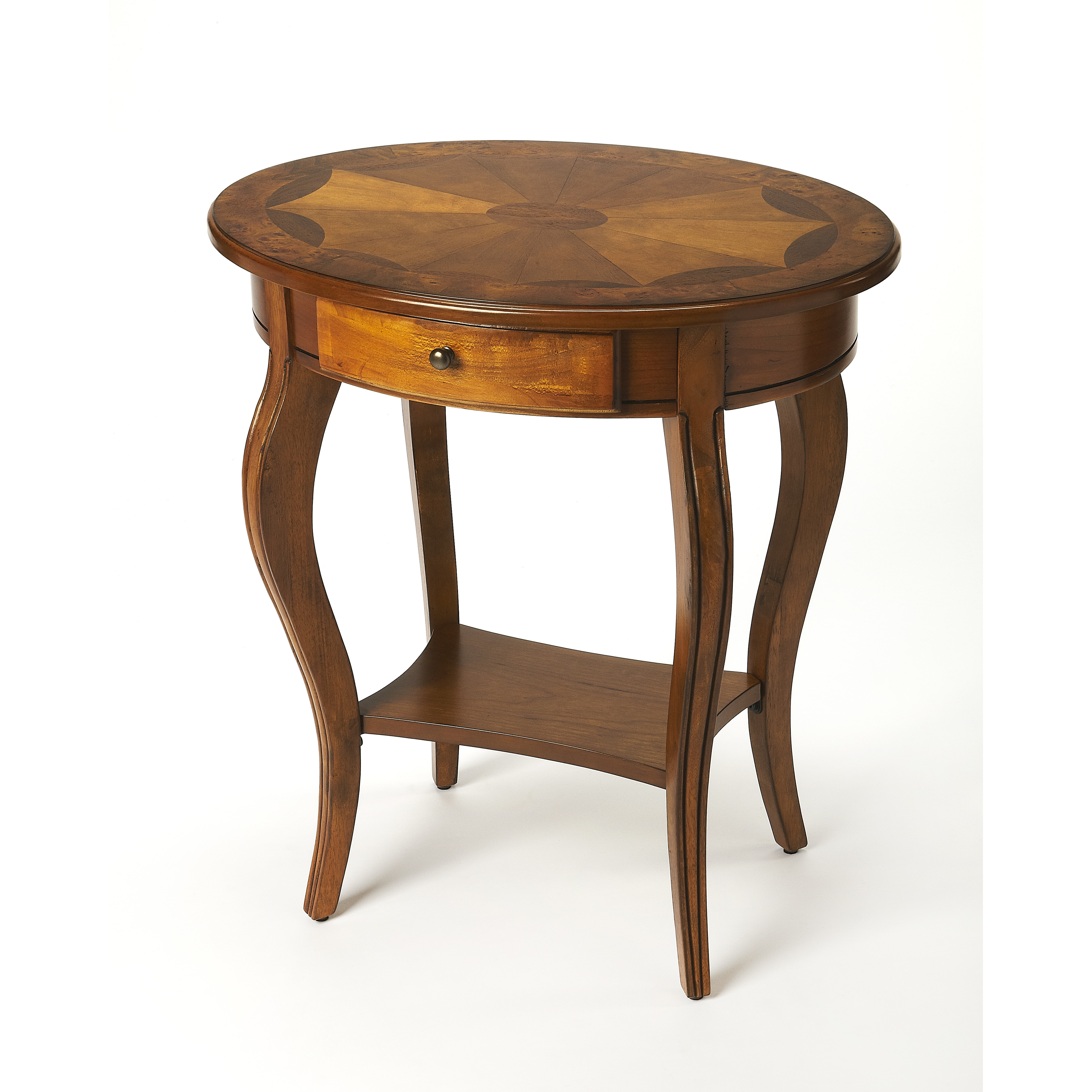 Masterpiece Jeanette  26 X 24 inch Olive Ash Burl Accent Table, Oval