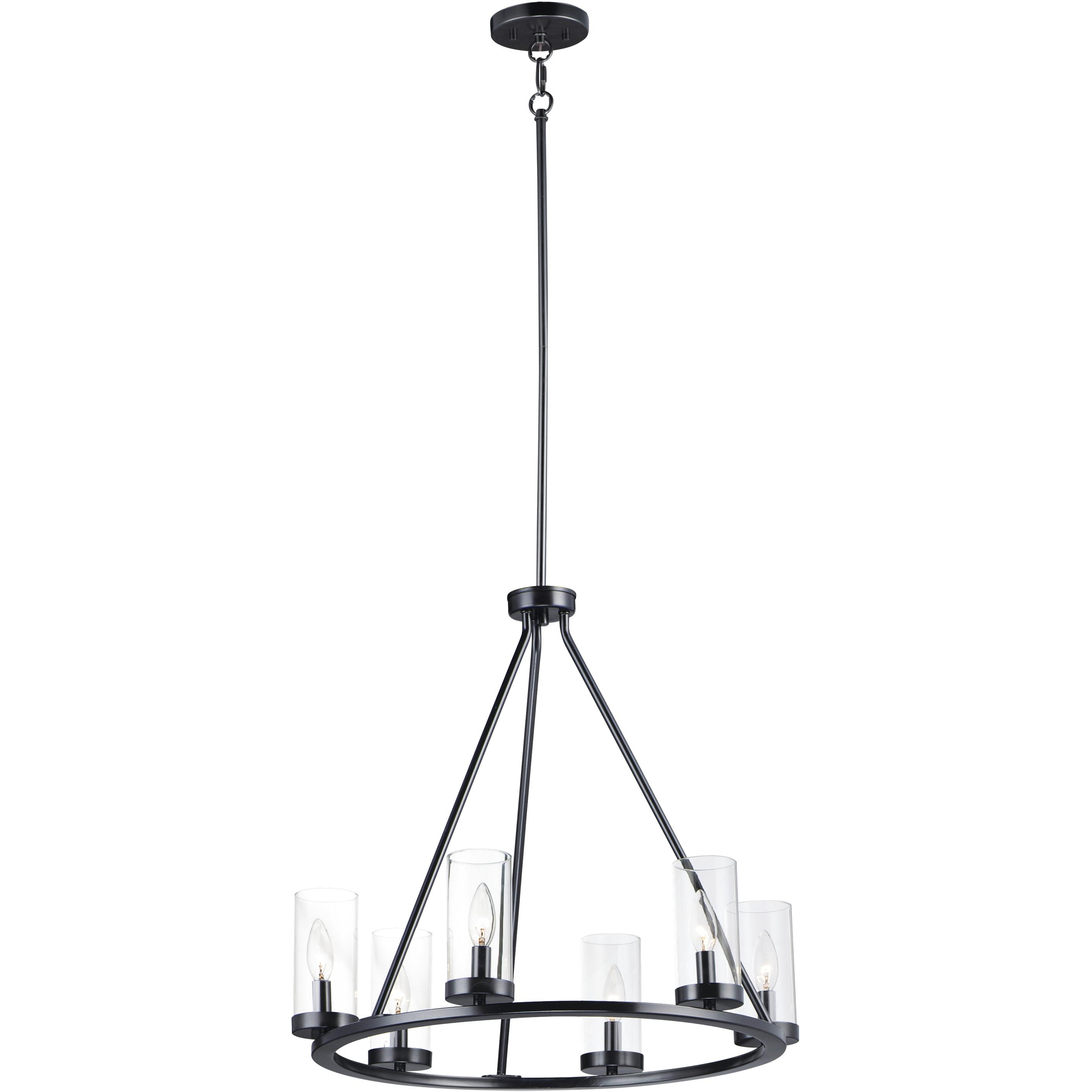 Sentinel 6 Light 24 inch Black Single-Tier Chandelier Ceiling Light