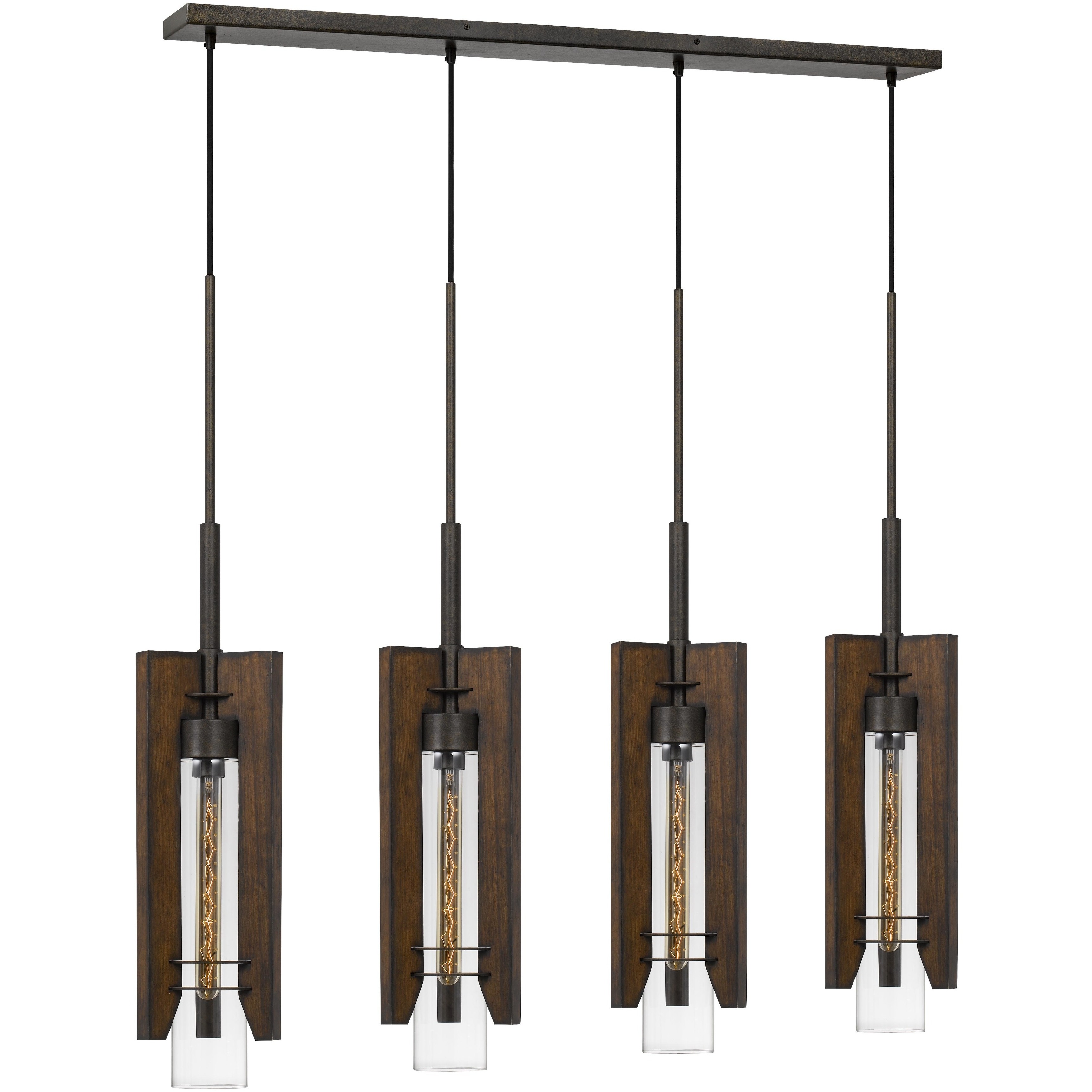Almeria 4 Light 39 inch Pine and Iron Island Light Ceiling Light