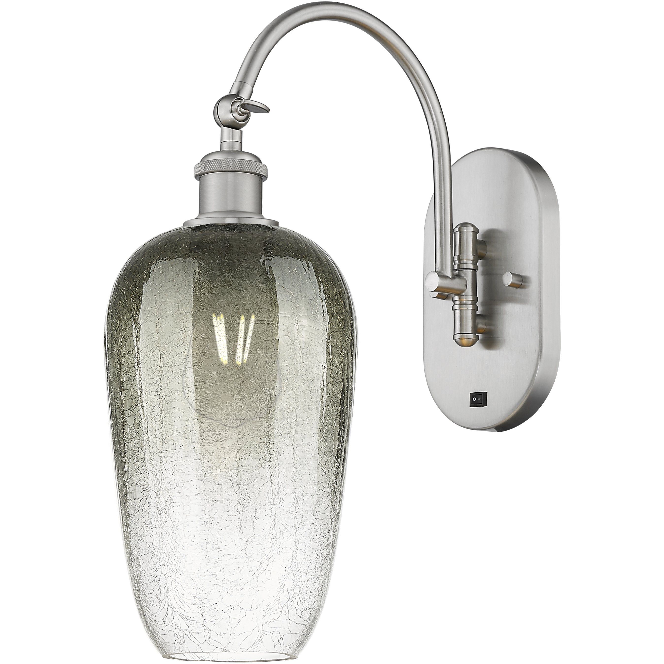 Ballston Brookhaven Flute 1 Light 7 inch Brushed Satin Nickel Swing Arm Sconce Wall Light in Slate Glass