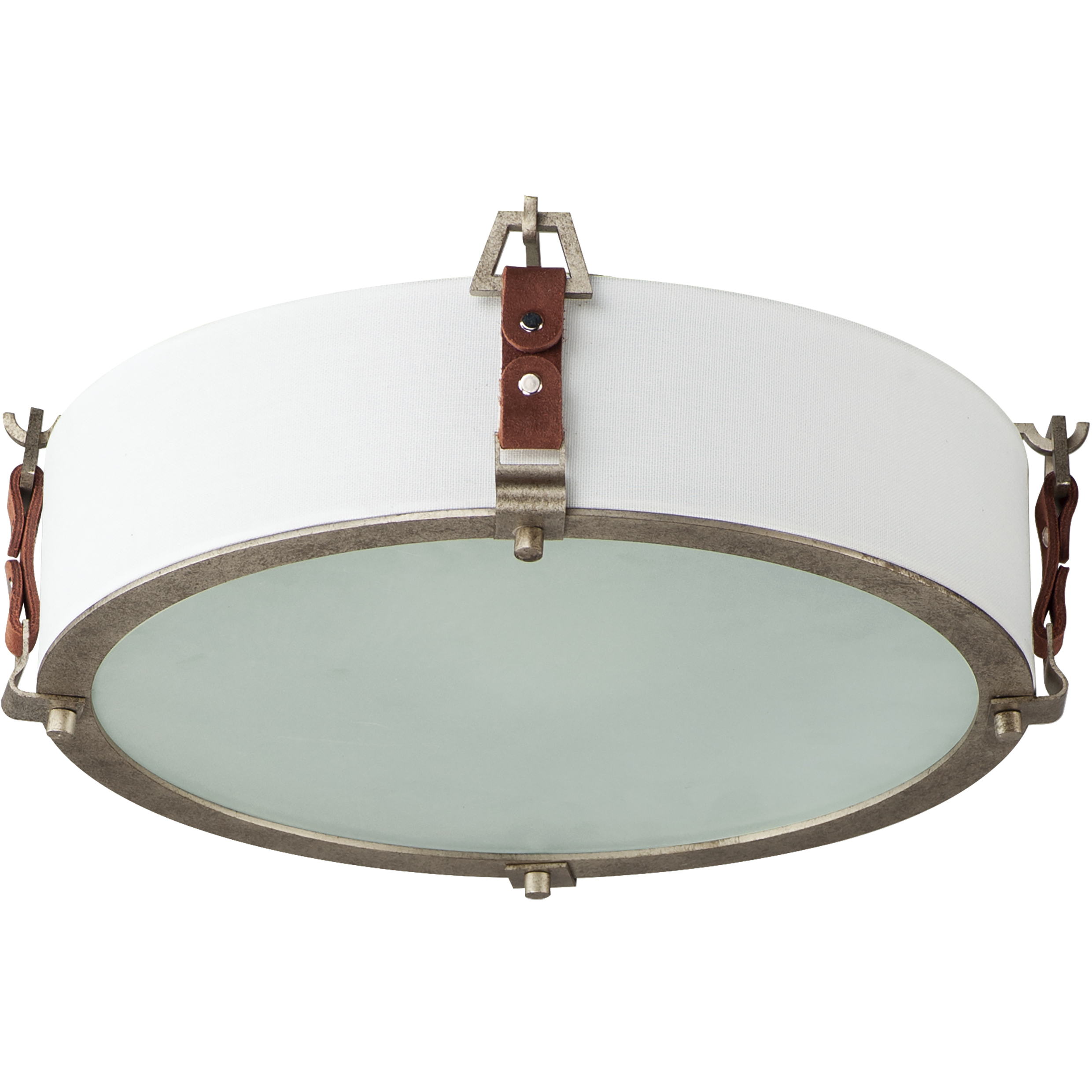 Sausalito 3 Light 15.5 inch Weathered Zinc and Brown Suede Flush Mount Ceiling Light