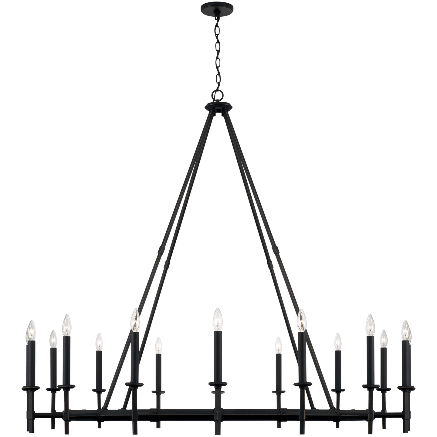 Ogden 16 Light 60 inch Brushed Black Iron Chandelier Ceiling Light