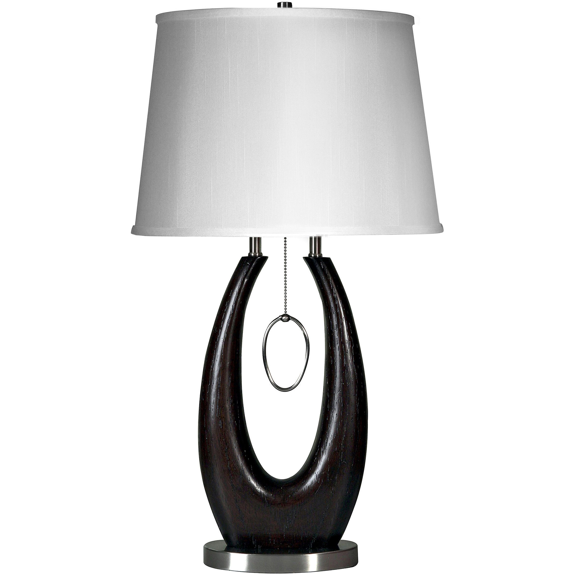 Signature 29 inch 100 watt Brushed Steel and Walnut Table Lamp Portable Light