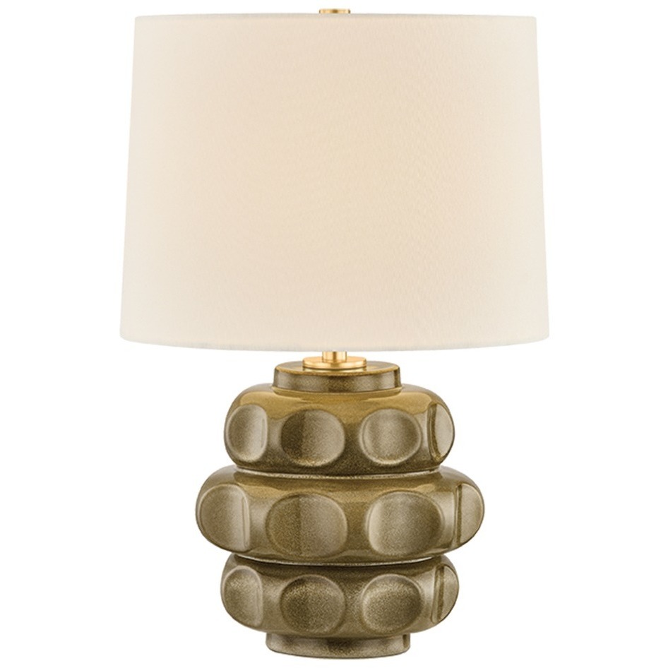 Drew 20.5 inch 15 watt Aged Brass and Ceramic Mocha Luce Table Lamp Portable Light