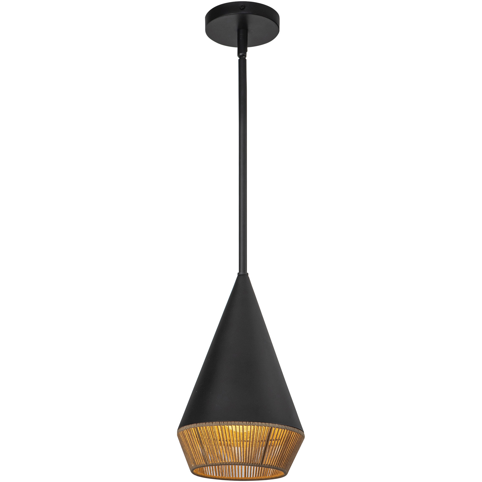 Alora Mood Daphne 1 Light 7.13 inch Matte Black and Brown Cotton Rope Pendant Ceiling Light
