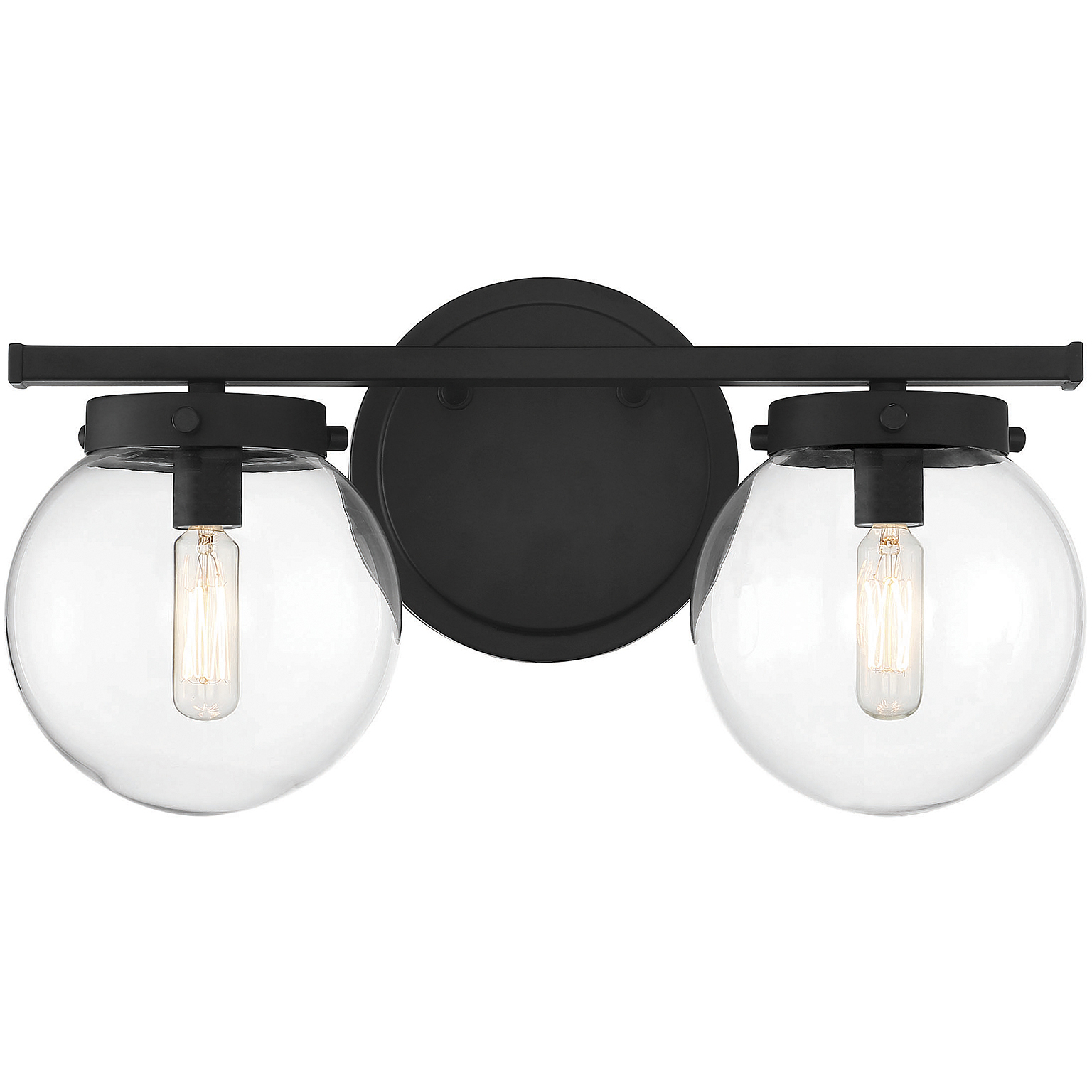 Mid-Century Modern 2 Light 16 inch Matte Black Bathroom Vanity Light Wall Light
