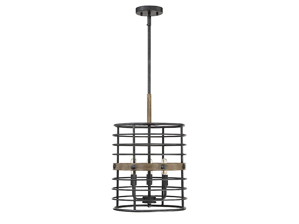 Oakhill 3 Light 13 inch Provincial Wood with Ebony Foyer Ceiling Light