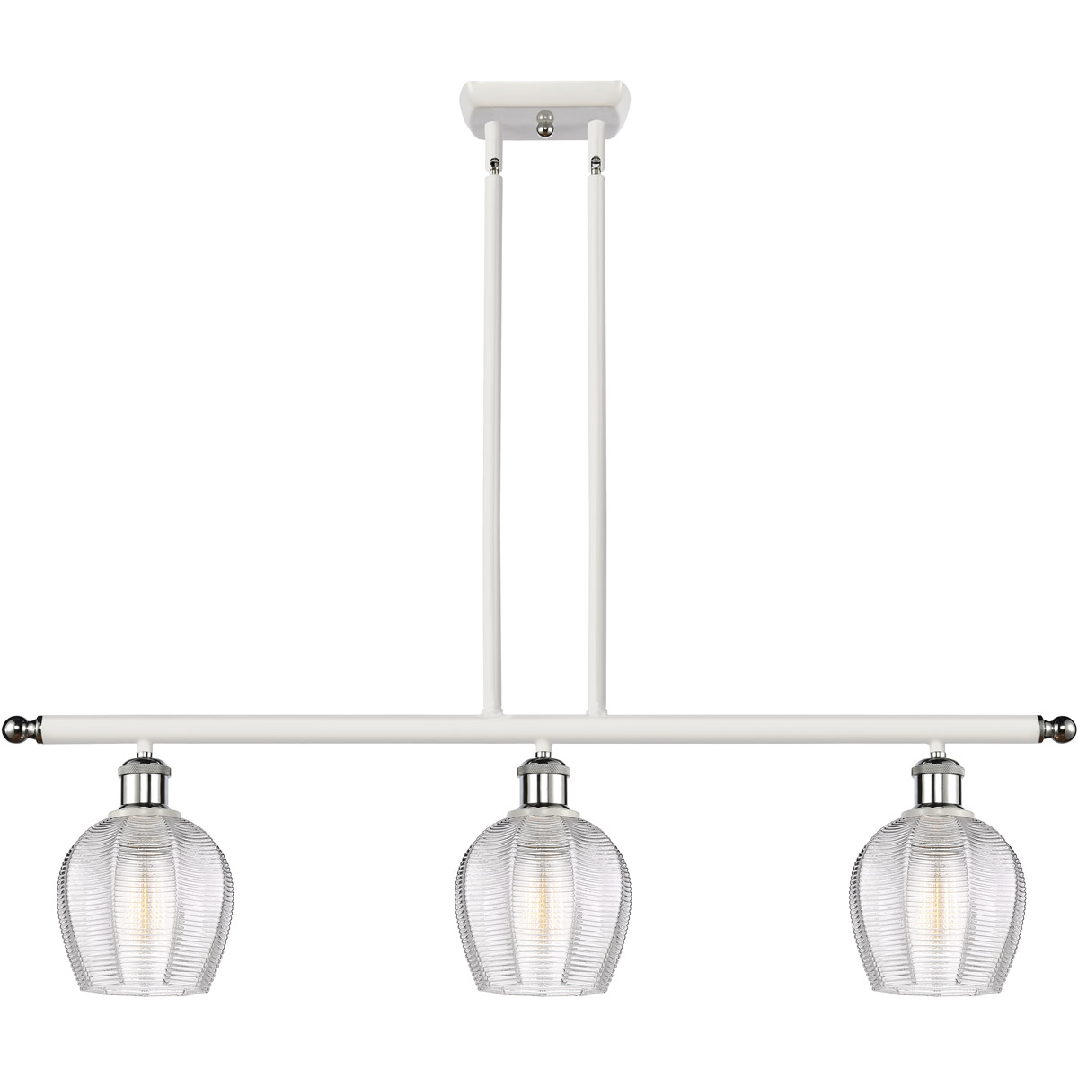 Ballston Norfolk 3 Light 36 inch White and Polished Chrome Island Light Ceiling Light in Clear Glass