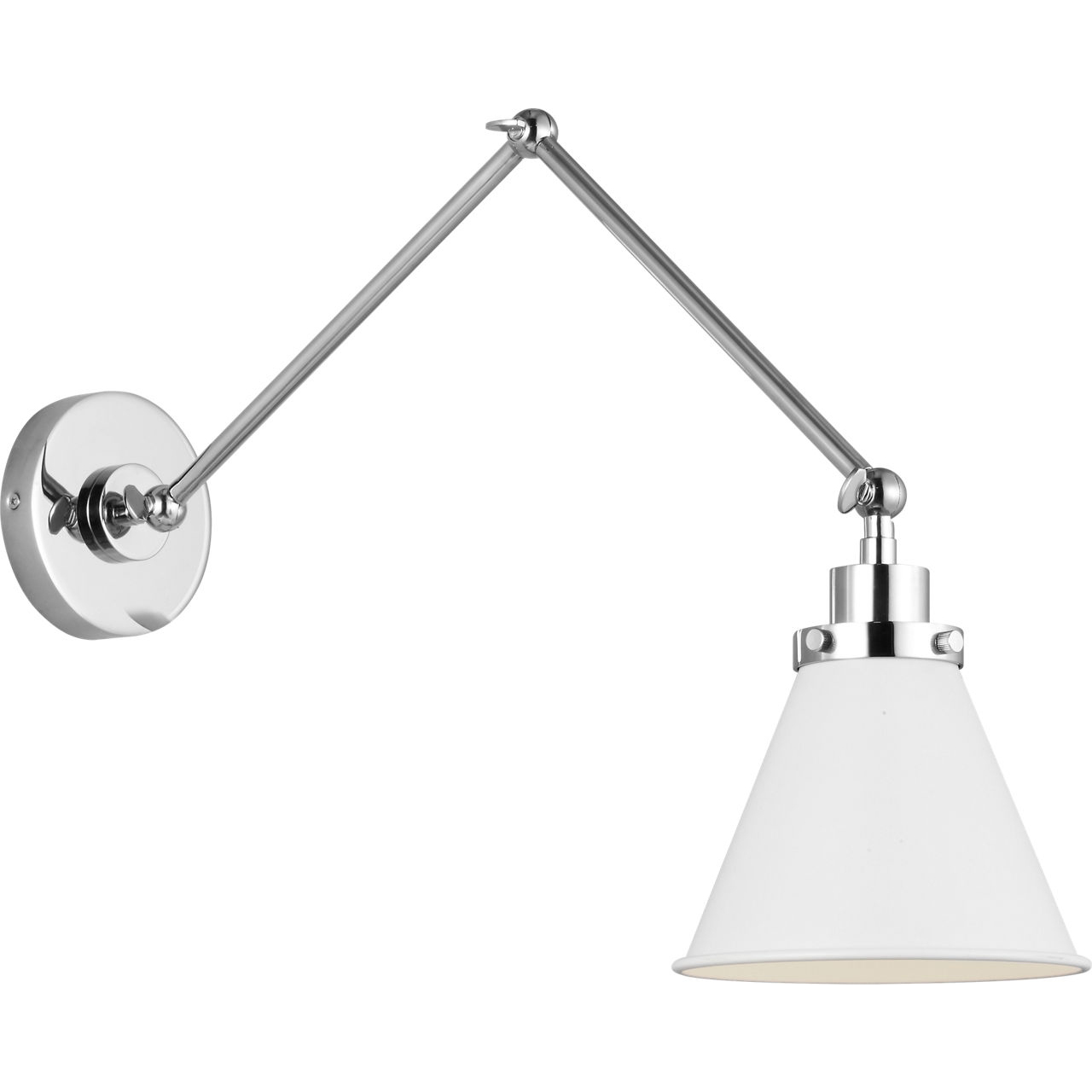 C&M by Chapman & Myers Wellfleet 26 inch 75 watt Matte White and Polished Nickel Task Sconce Wall Light in Matte White / Polished Nickel