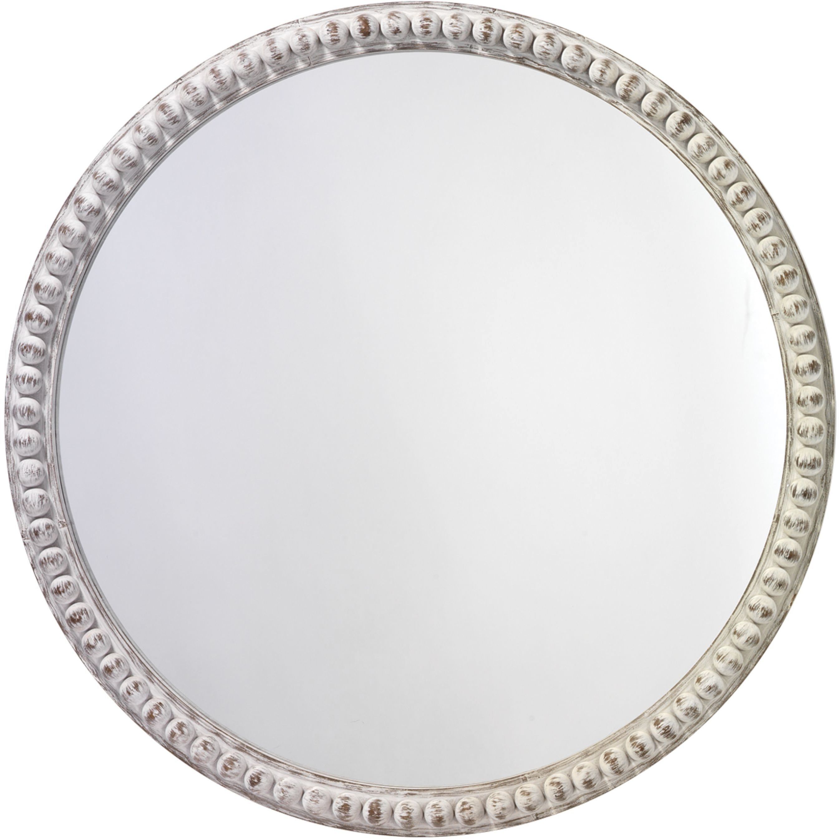 Audrey Beaded 30 X 30 inch White Wood Mirror