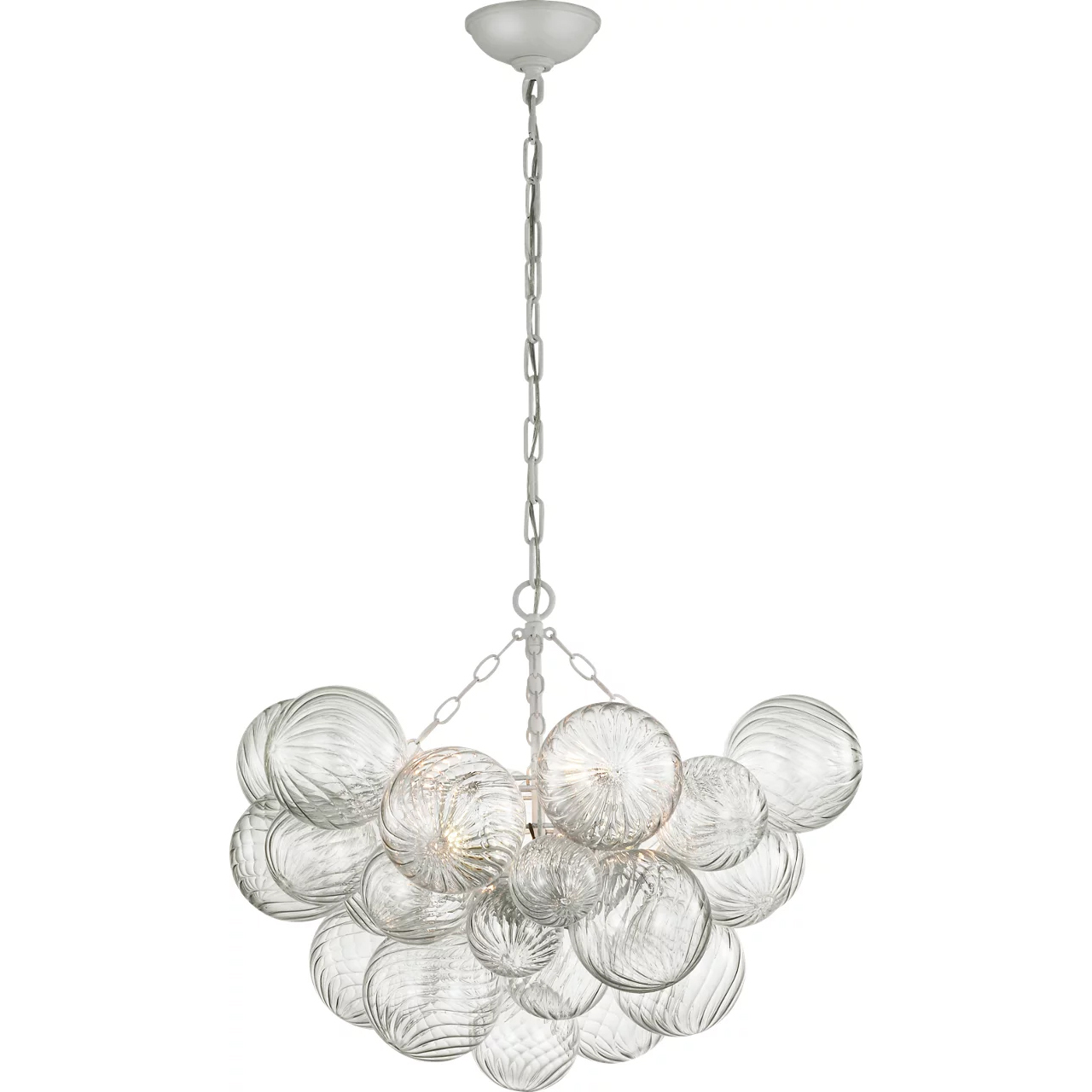 Julie Neill Talia LED 29.25 inch Plaster White and Clear Swirled Glass Chandelier Ceiling Light, Medium