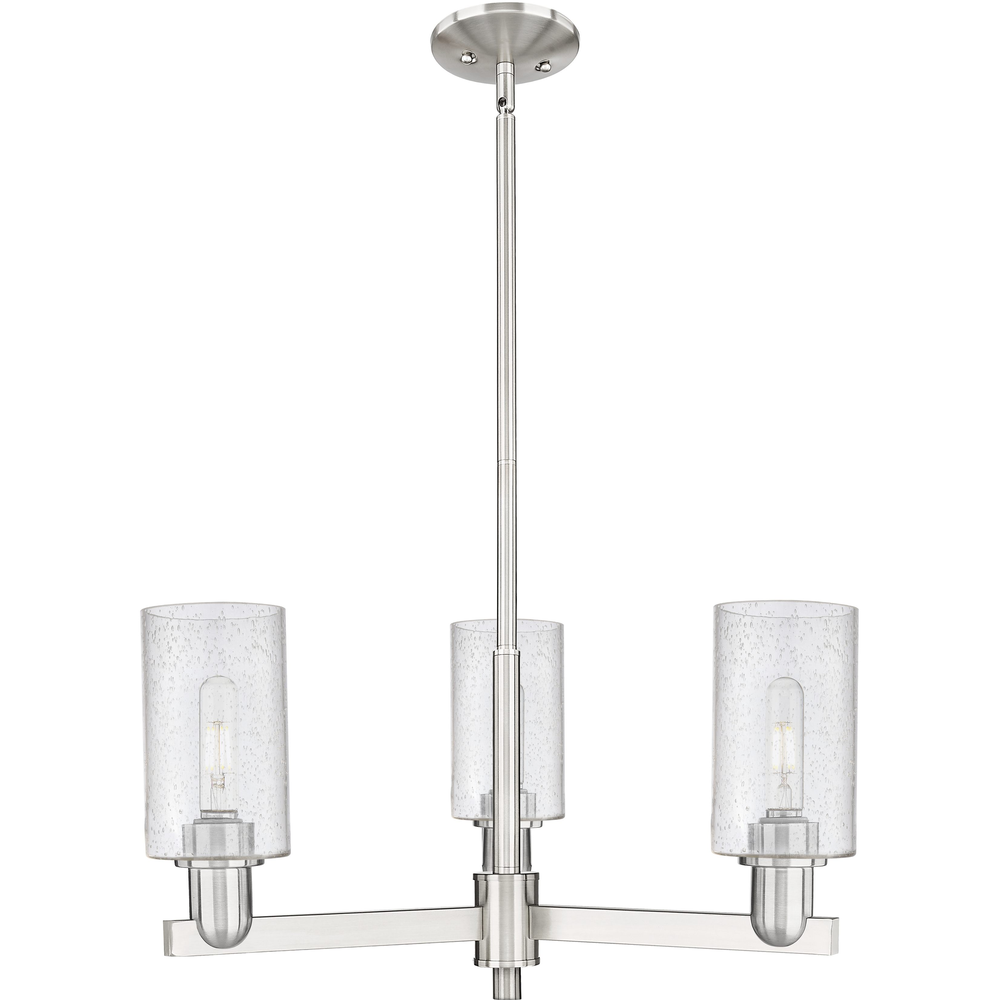 Arcadia Clymer 3 Light 25.63 inch Satin Nickel Chandelier Ceiling Light in Seedy