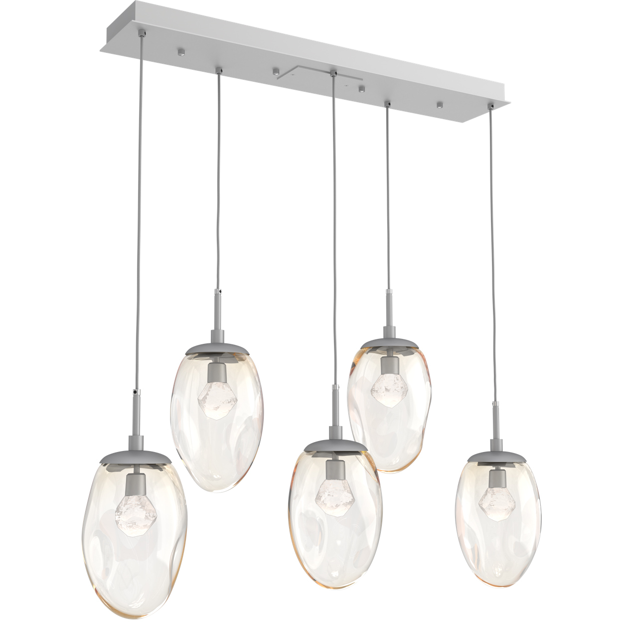 Meteo LED LED Classic Silver Linear Pendant Ceiling Light in 2700K LED, Zircon Inner - Amber Outer, Multi-Pendant