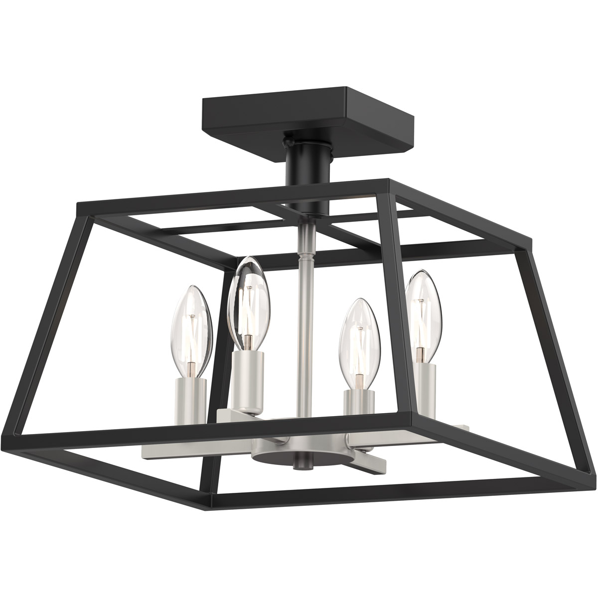 Laurentian 4 Light 14 inch Satin Nickel and Graphite Semi-flush Mount Ceiling Light