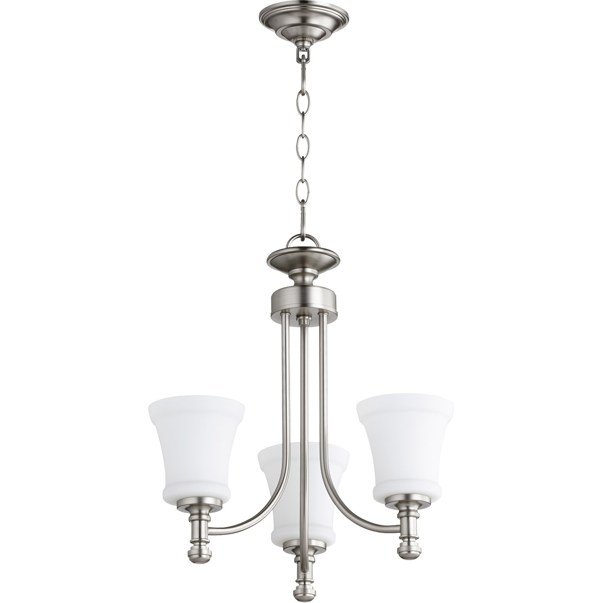 Rossington 3 Light 18 inch Satin Nickel Mini Chandelier Ceiling Light in Satin Opal