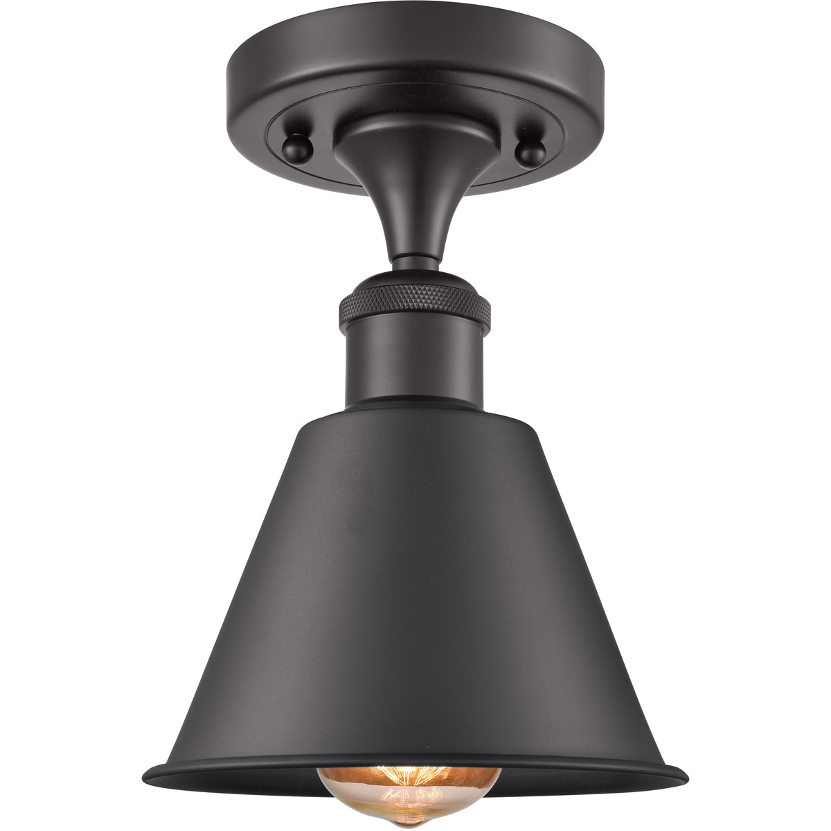 Ballston Smithfield 1 Light 7 inch Matte Black Semi-Flush Mount Ceiling Light, Ballston