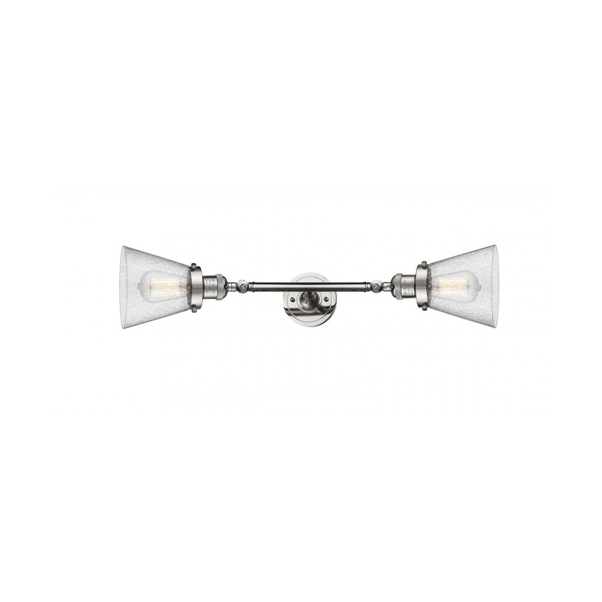 Franklin Restoration Small Cone 2 Light 6 inch Polished Nickel Bath Vanity Light Wall Light in Seedy Glass, Franklin Restoration