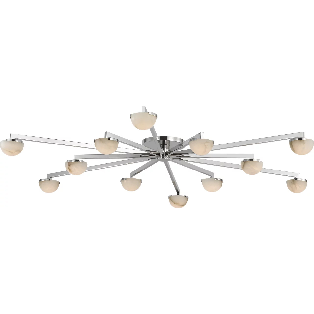 Kelly Wearstler Pedra LED 60 inch Polished Nickel Staggered Arm Flush Mount Ceiling Light, Grande