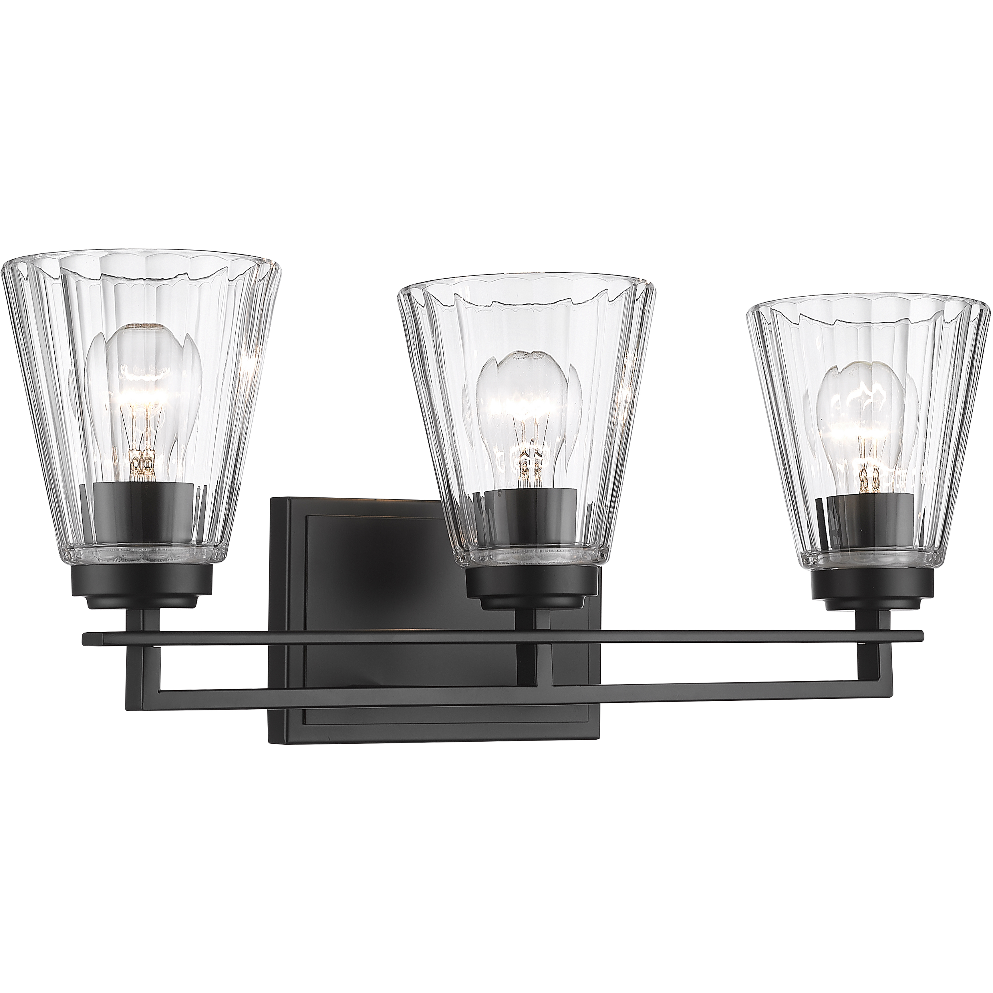 Lyna 3 Light 22 inch Matte Black Vanity Wall Light