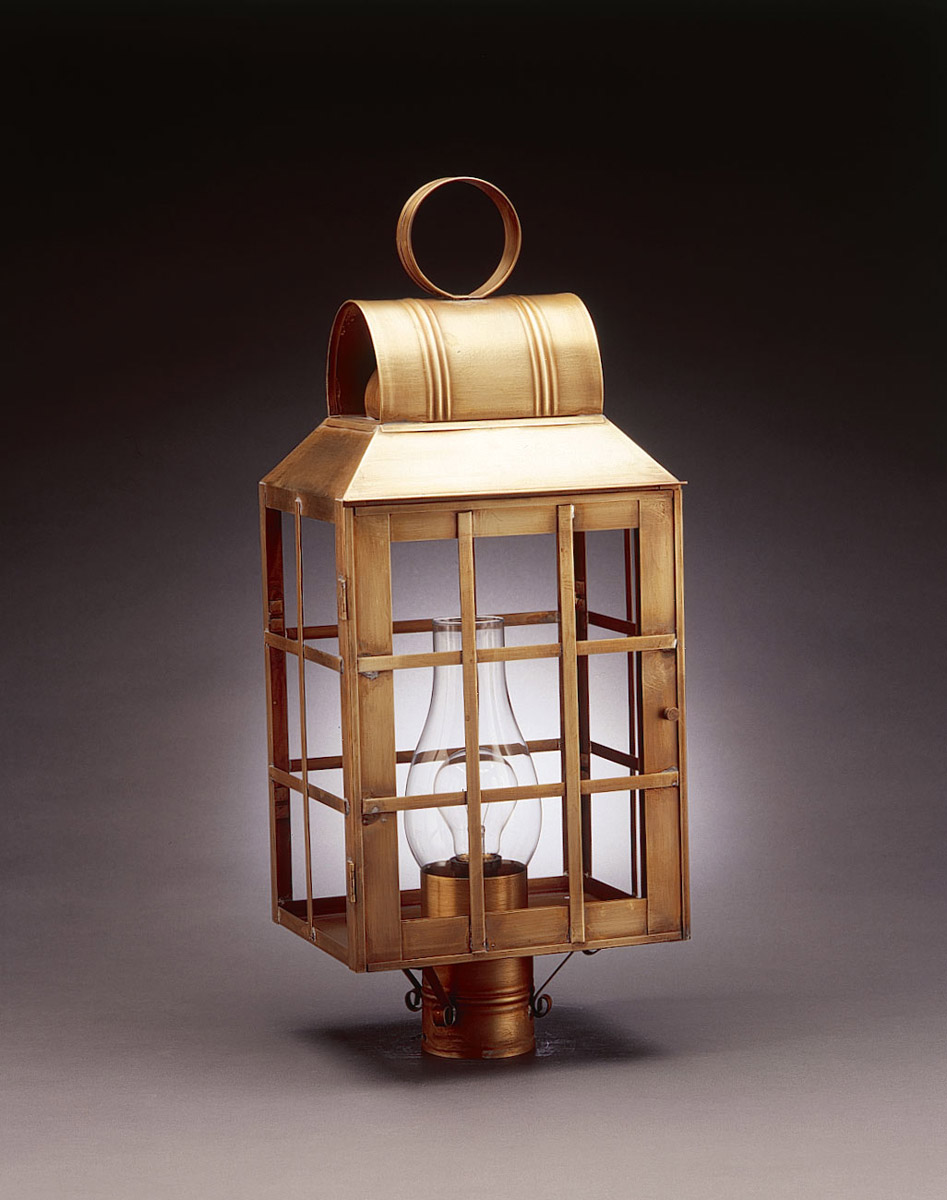 Lynn 1 Light 24 inch Dark Antique Brass Post Lamp in Clear Glass, One 75W Medium with Chimney