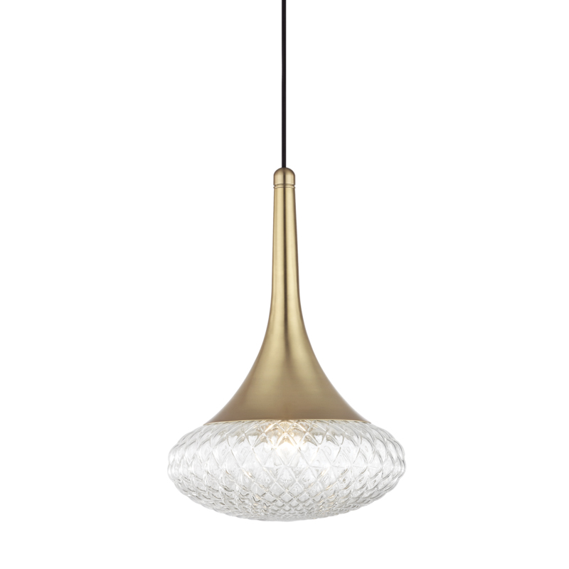 Bella 1 Light 11.75 inch Aged Brass Pendant Ceiling Light