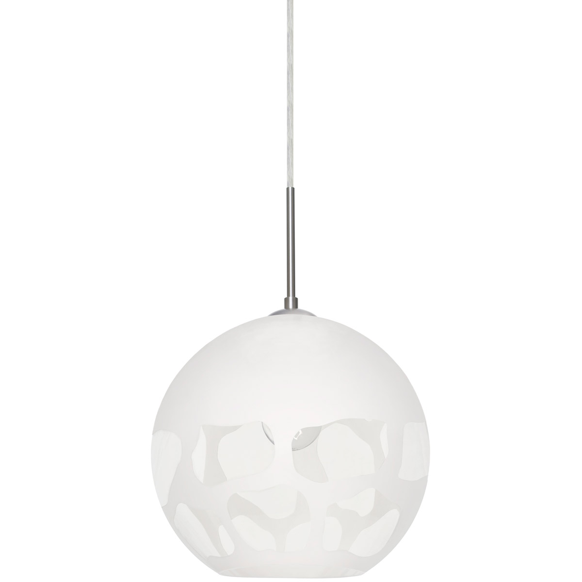 Rocky 1 Light 10 inch Satin Nickel Cord Pendant Ceiling Light in Incandescent, White Glass
