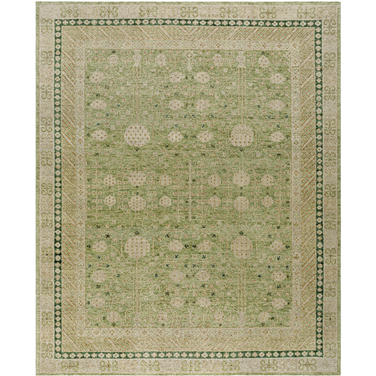 Marisa 120 X 96 inch Warm Grey / Ash / Sage Handmade Rug in 8 x 10