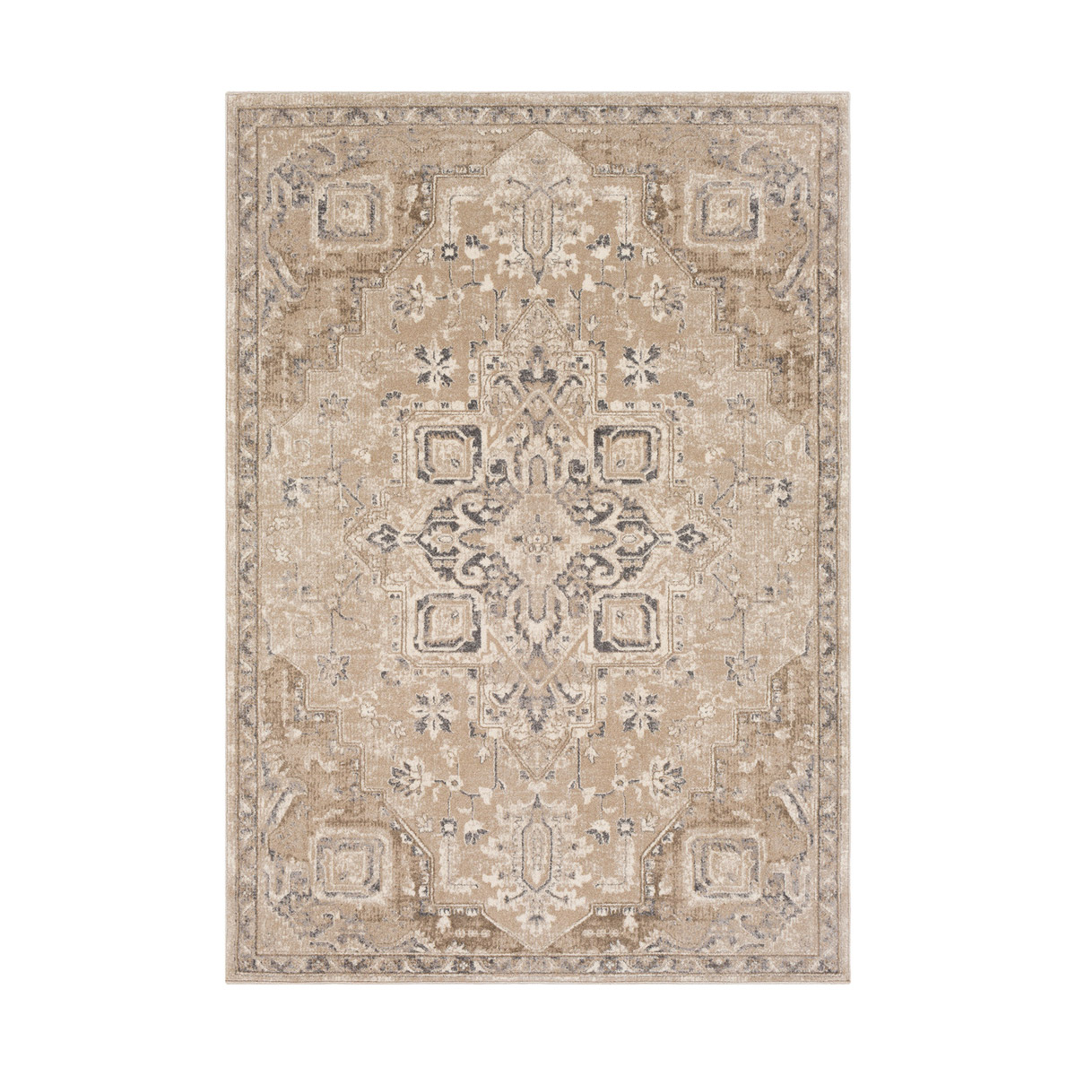 Napea 96 X 61 inch Camel/Charcoal/Cream/Medium Gray/Dark Brown Rugs, Rectangle