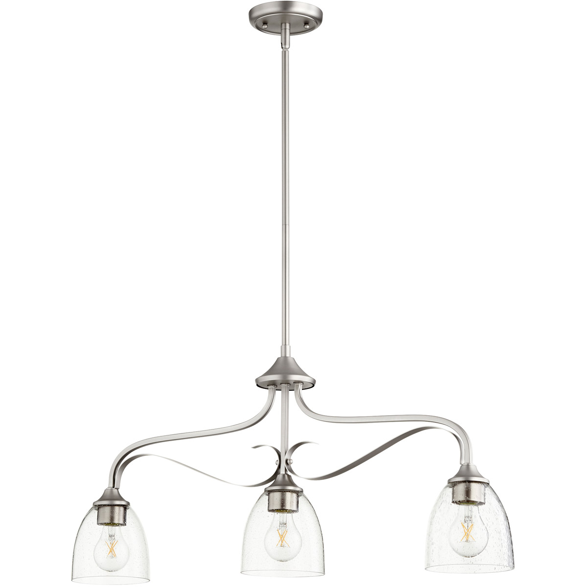 Jardin 3 Light 33 inch Satin Nickel Island Light Ceiling Light in Clear Seeded