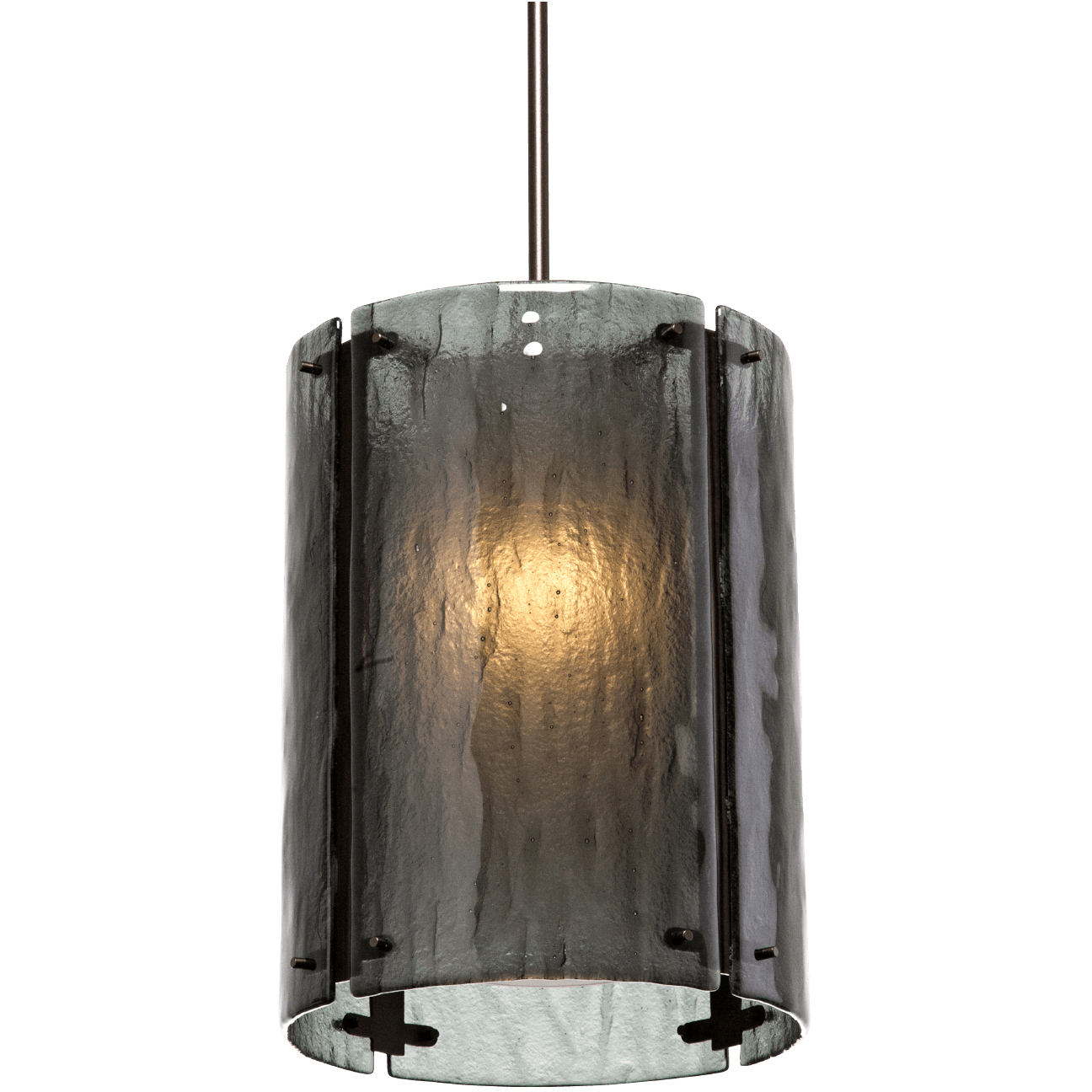 Textured Glass LED 12.4 inch Flat Bronze Pendant Ceiling Light in 3000K LED, Smoke Granite, Oversized