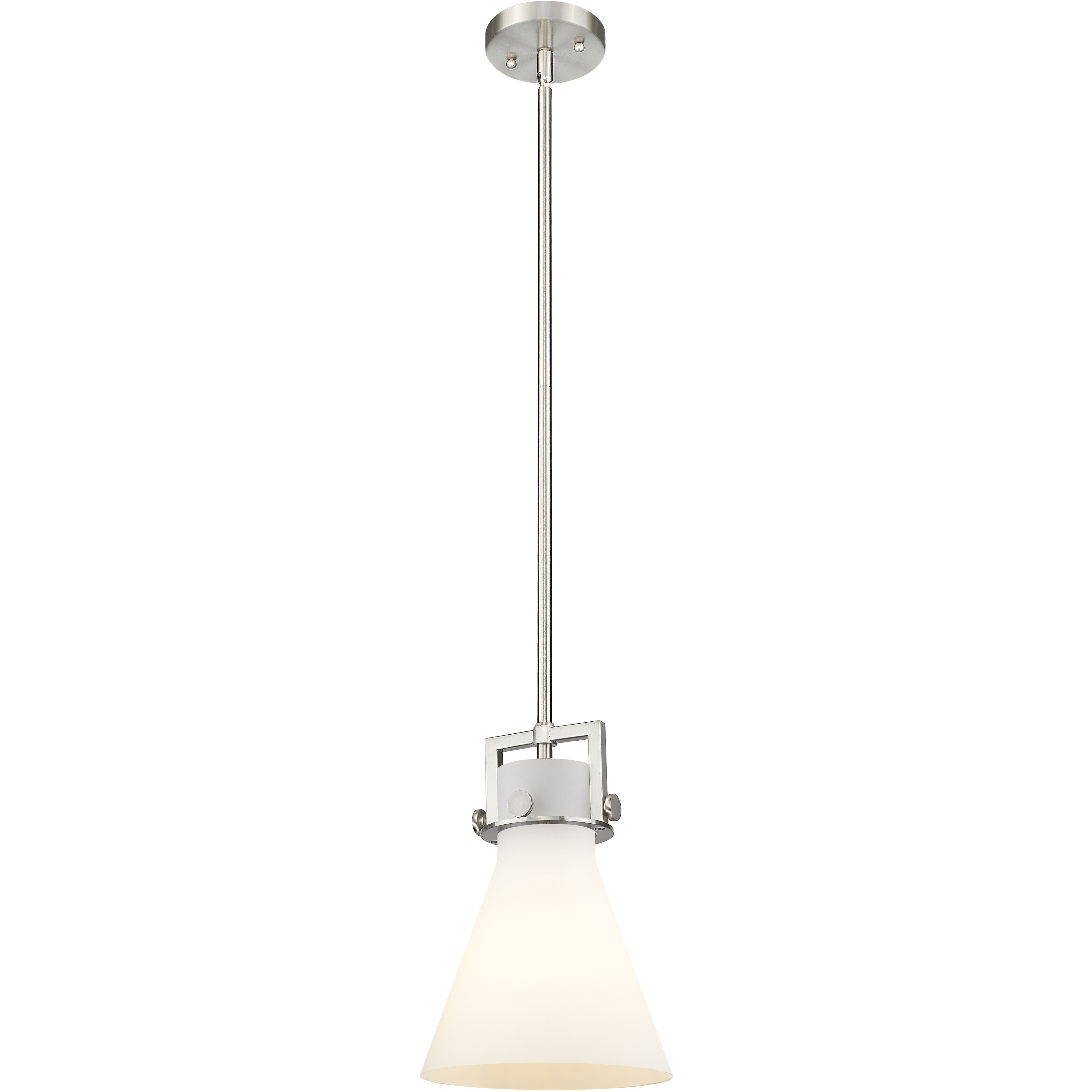 Newton Cone 1 Light 8 inch Satin Nickel Mini Pendant Ceiling Light in Matte White Glass